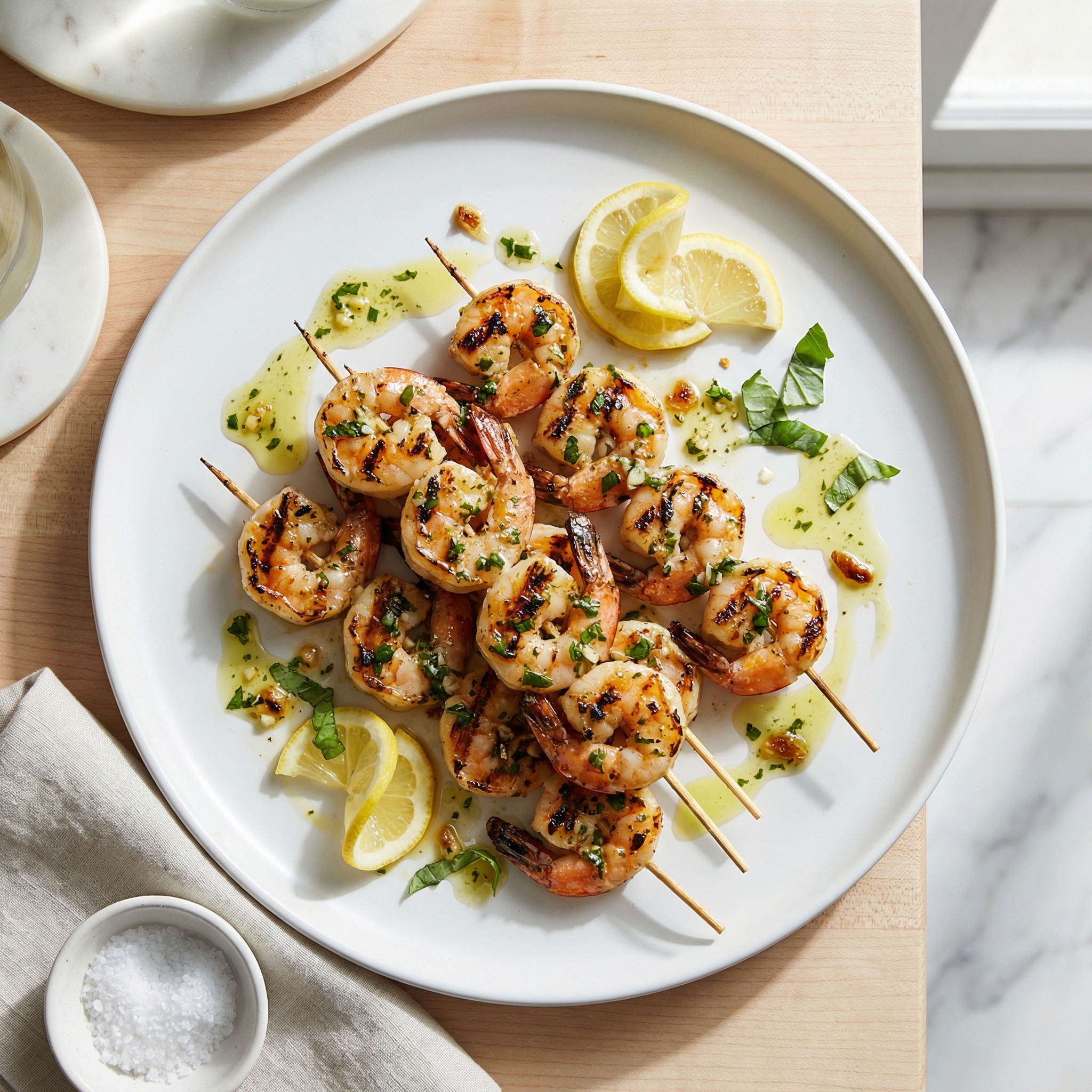 Lemon-Basil Grilled Shrimp Skewers