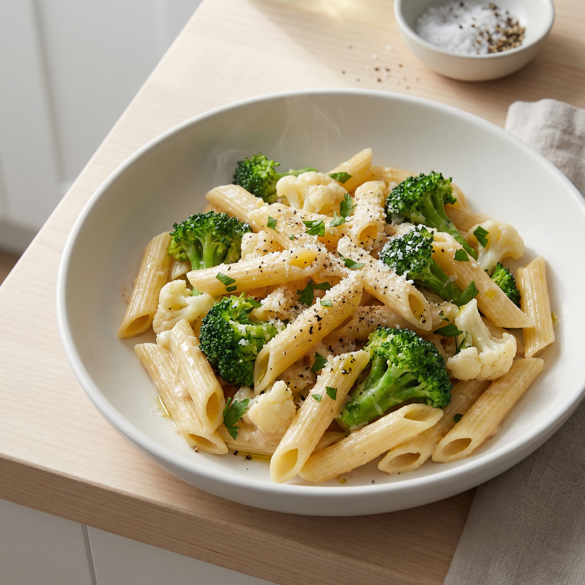 Family-Pleasing Penne with Broccoli, Cauliflower, and Beans