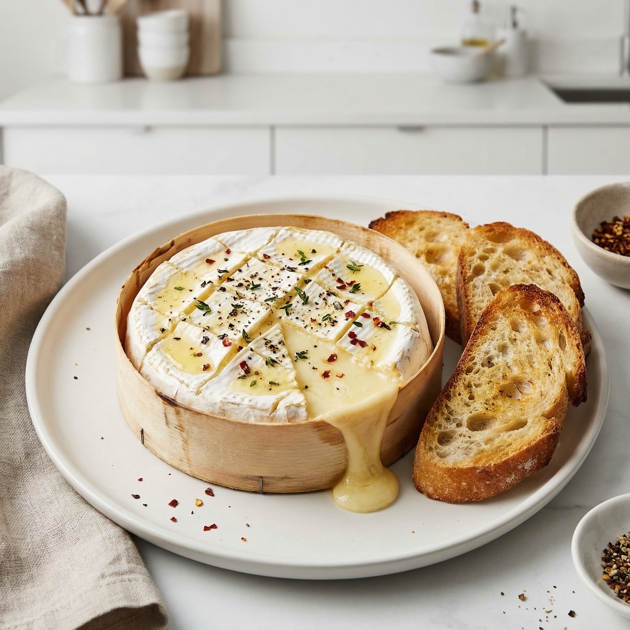 Box-Baked Brie with Garlic Butter and Thyme