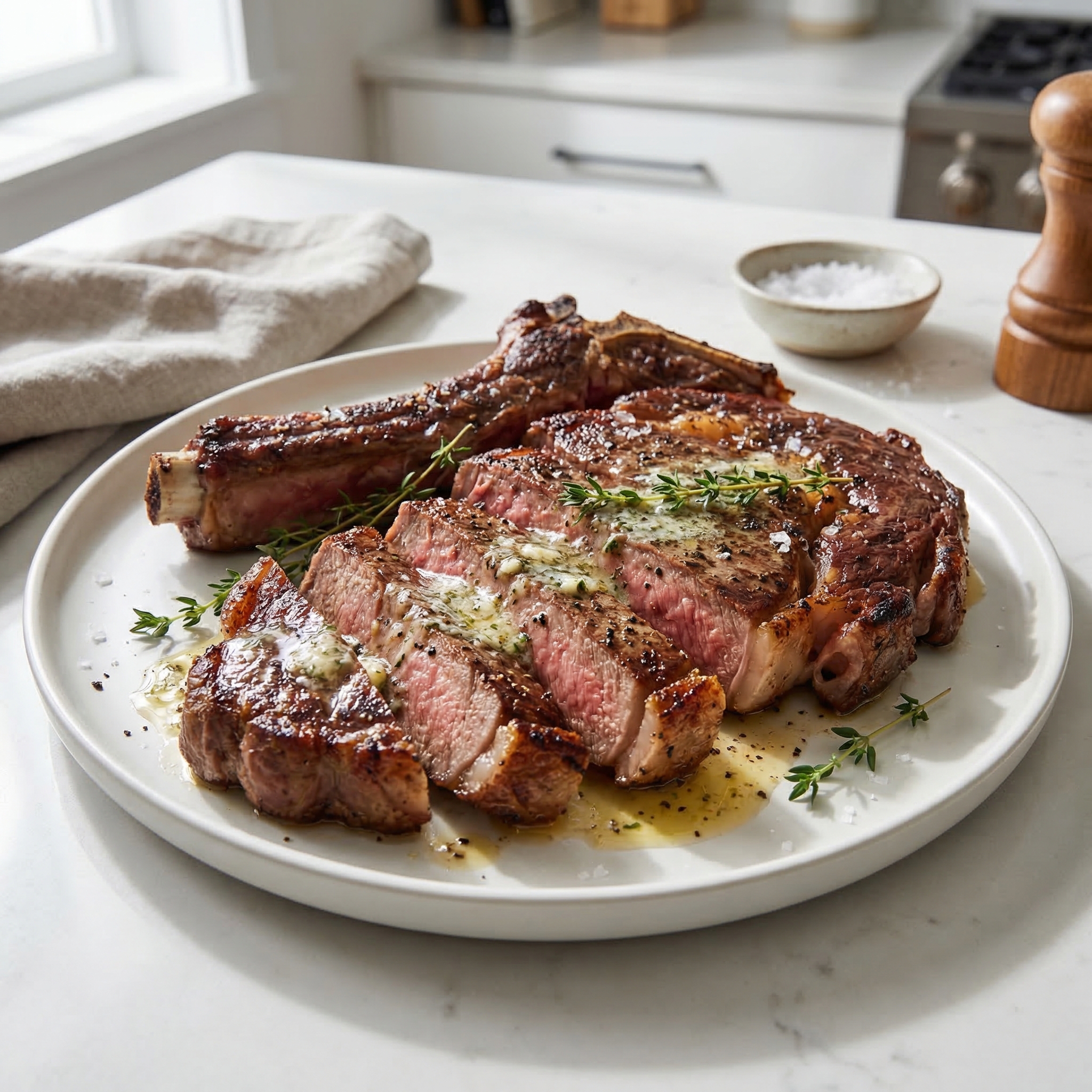Garlic-Butter Bone-In Rib Eye Roast