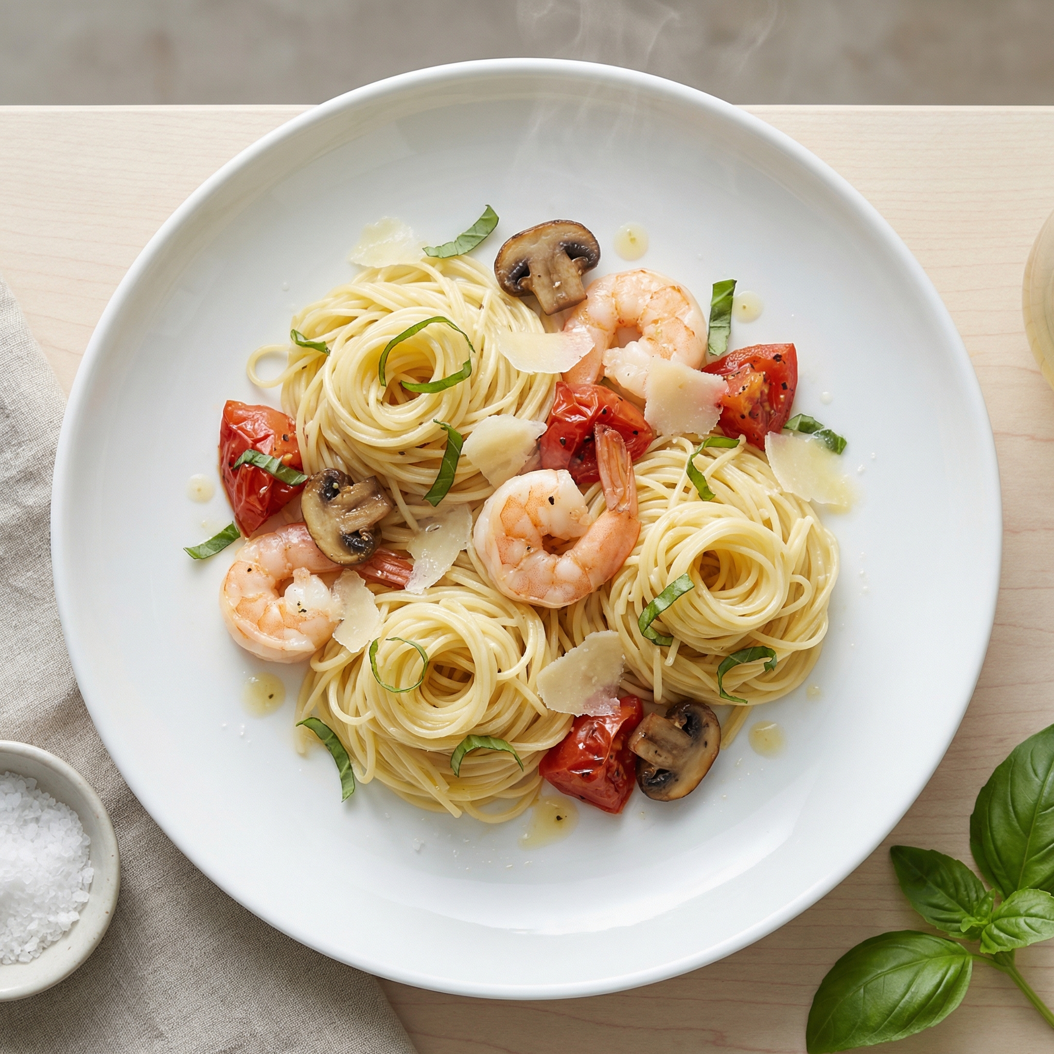Angel Hair Pasta with Lemon-Garlic Shrimp Scampi