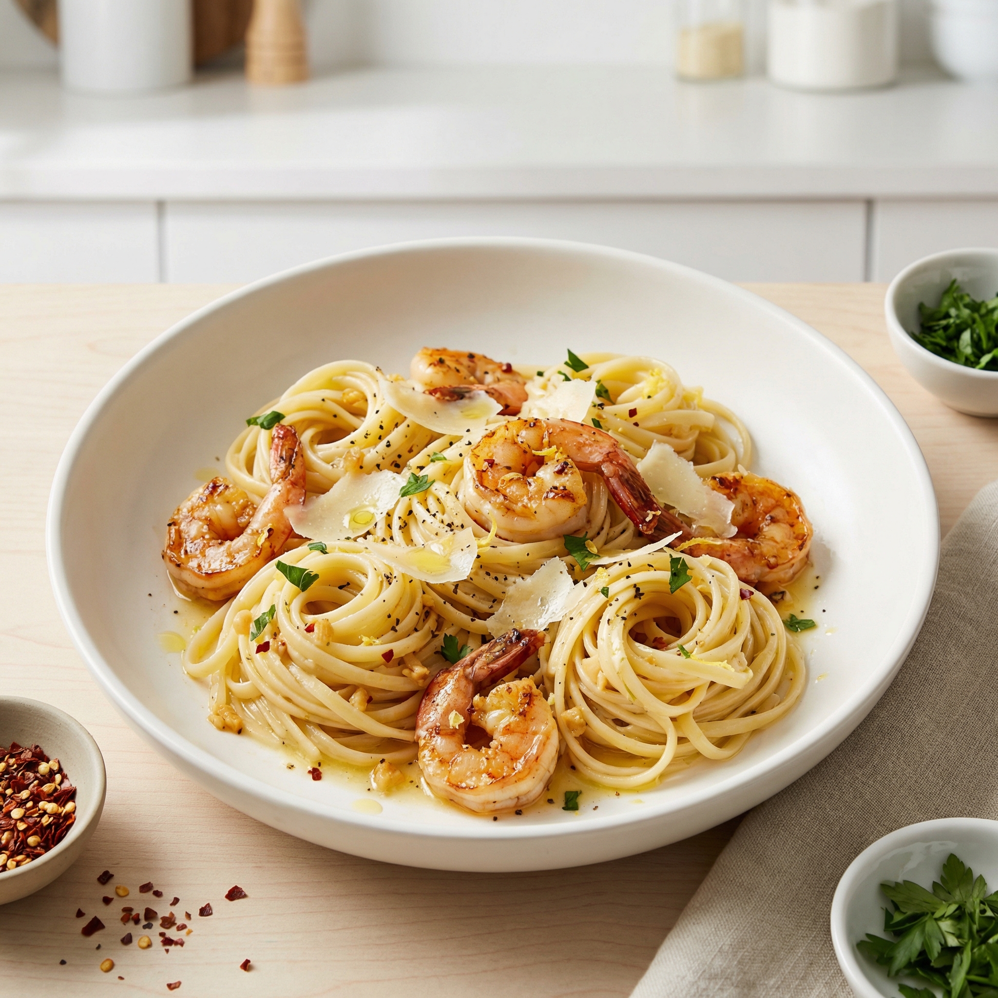 Garlic Shrimp Linguine