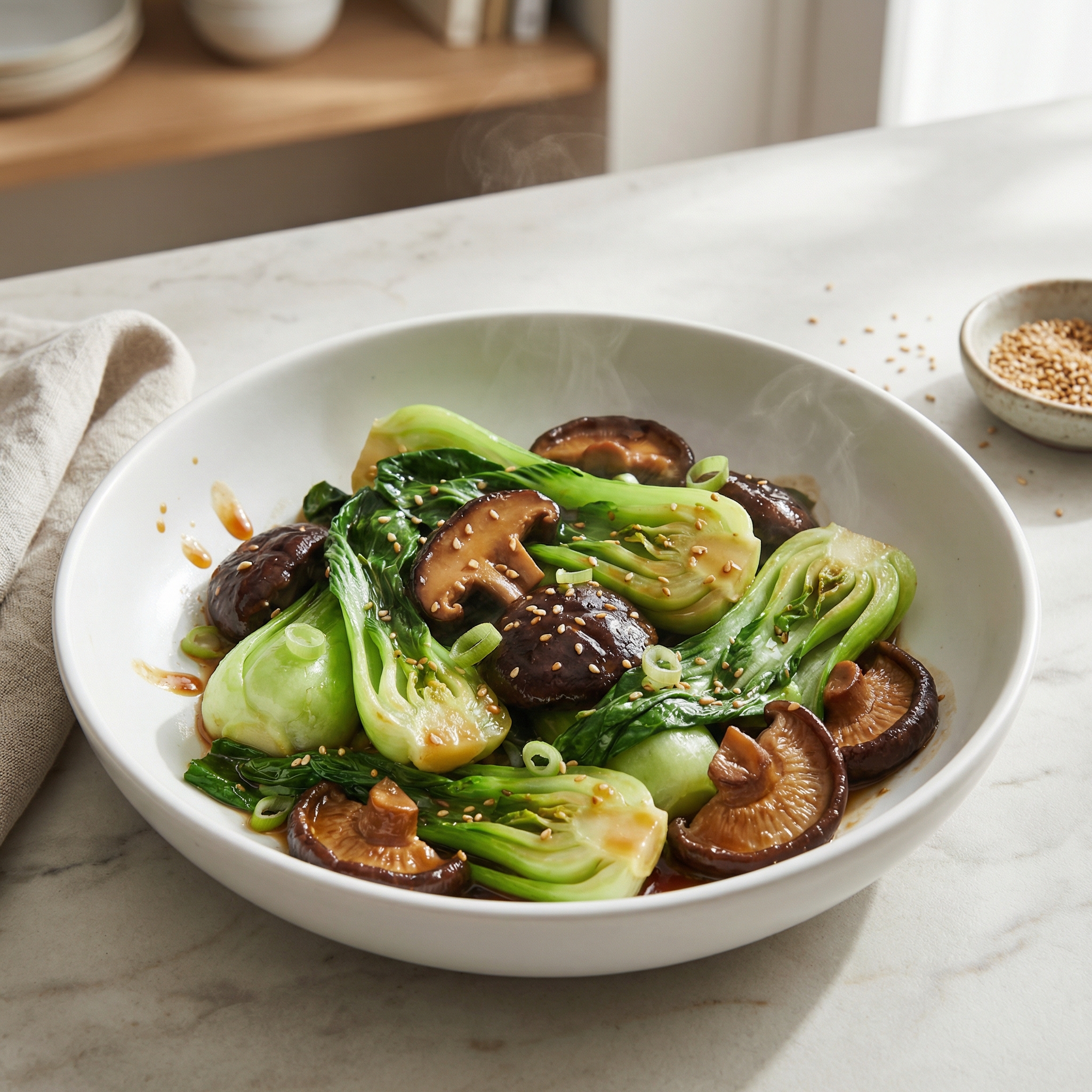Stir-Fried Baby Bok Choy with Shiitake Mushrooms