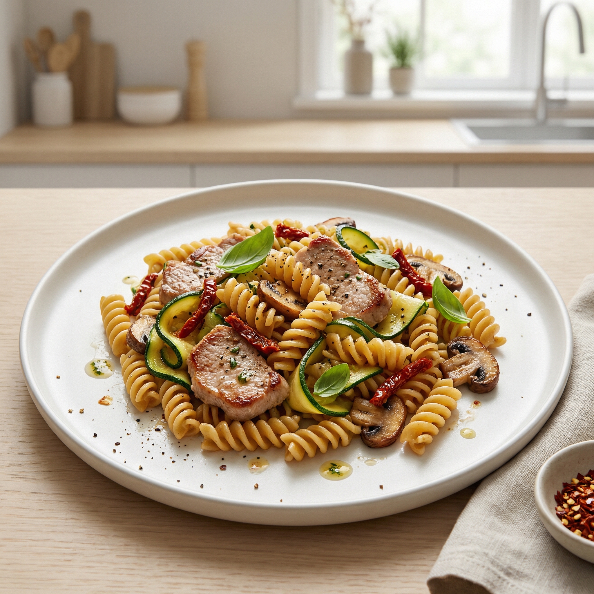 Italian Stir-Fried Pork & Pasta