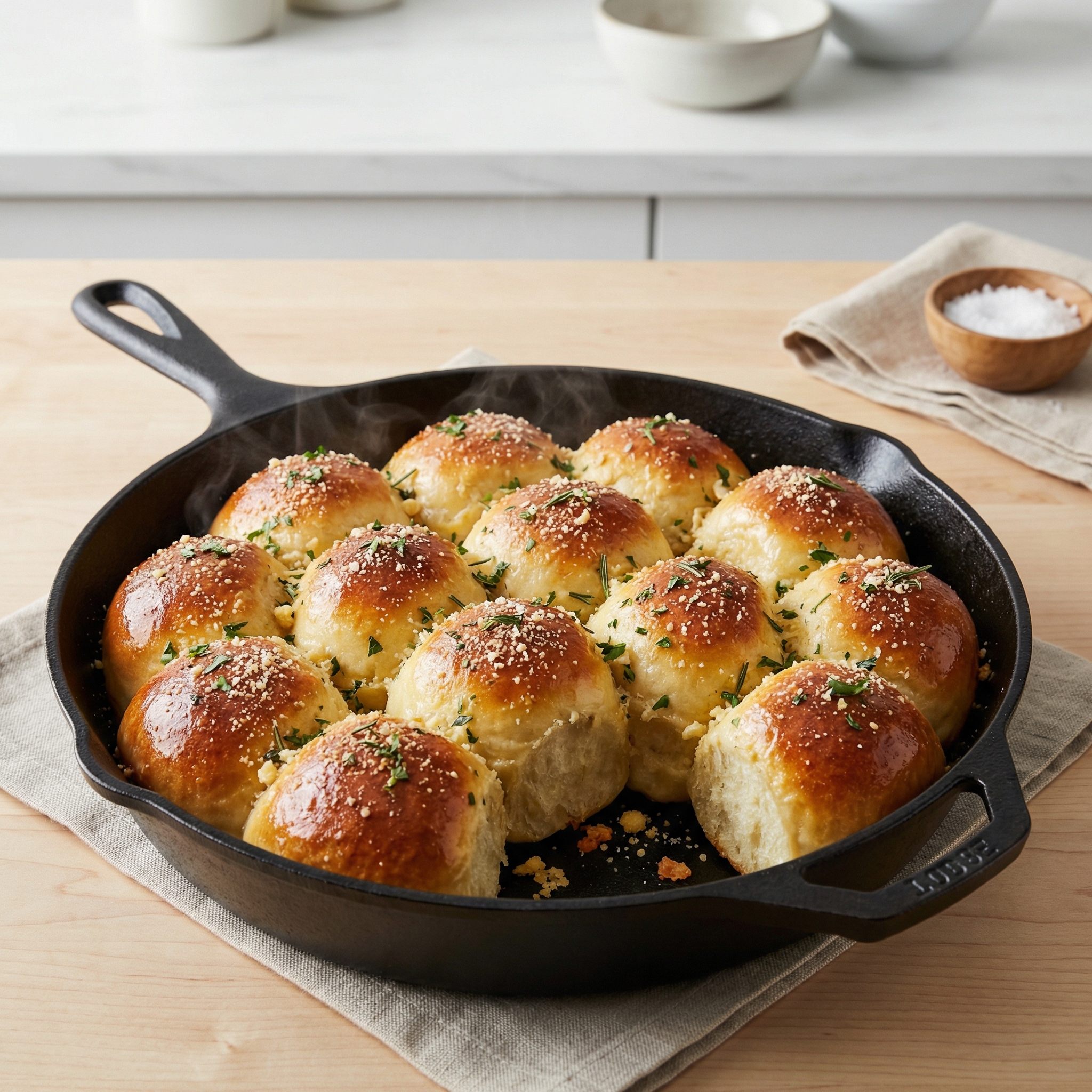 Garlic-Herb Cast-Iron Dinner Rolls