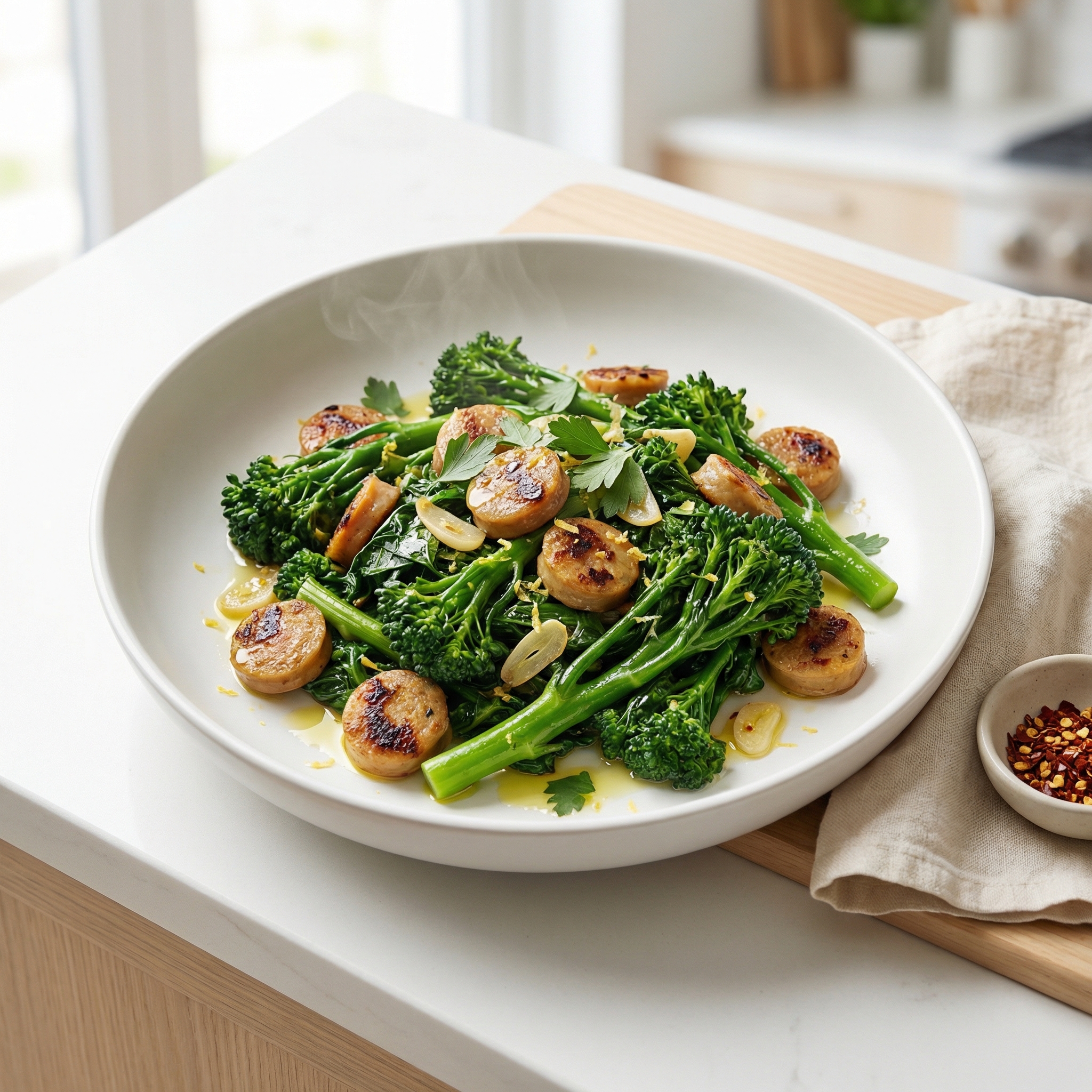 Fennel Sausage with Broccoli Rabe and Lemon