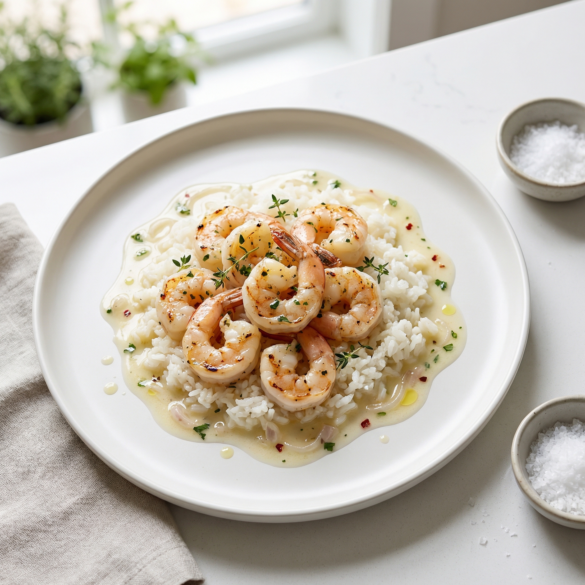 Garlic-Lemon Shrimp Scampi over Rice