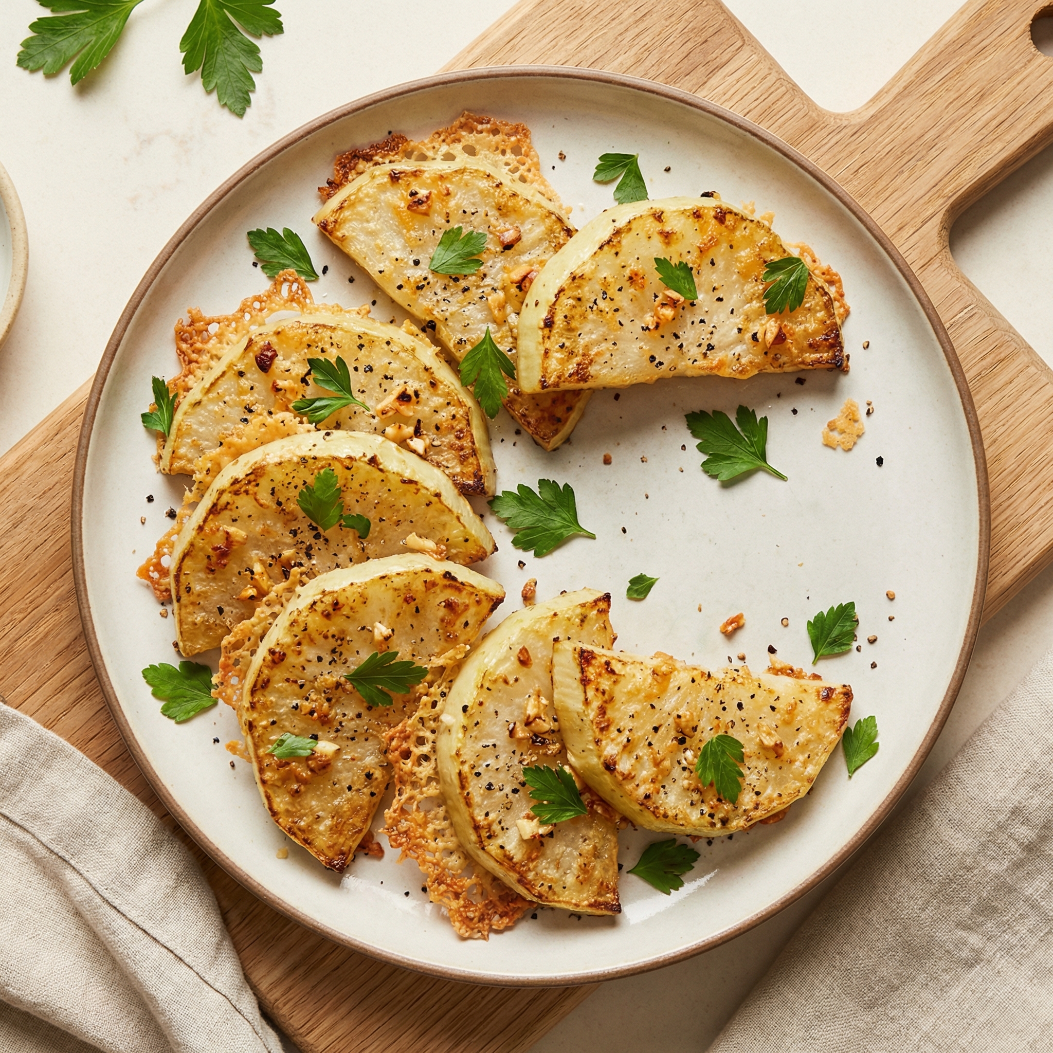 Parmesan-Garlic Roasted Kohlrabi