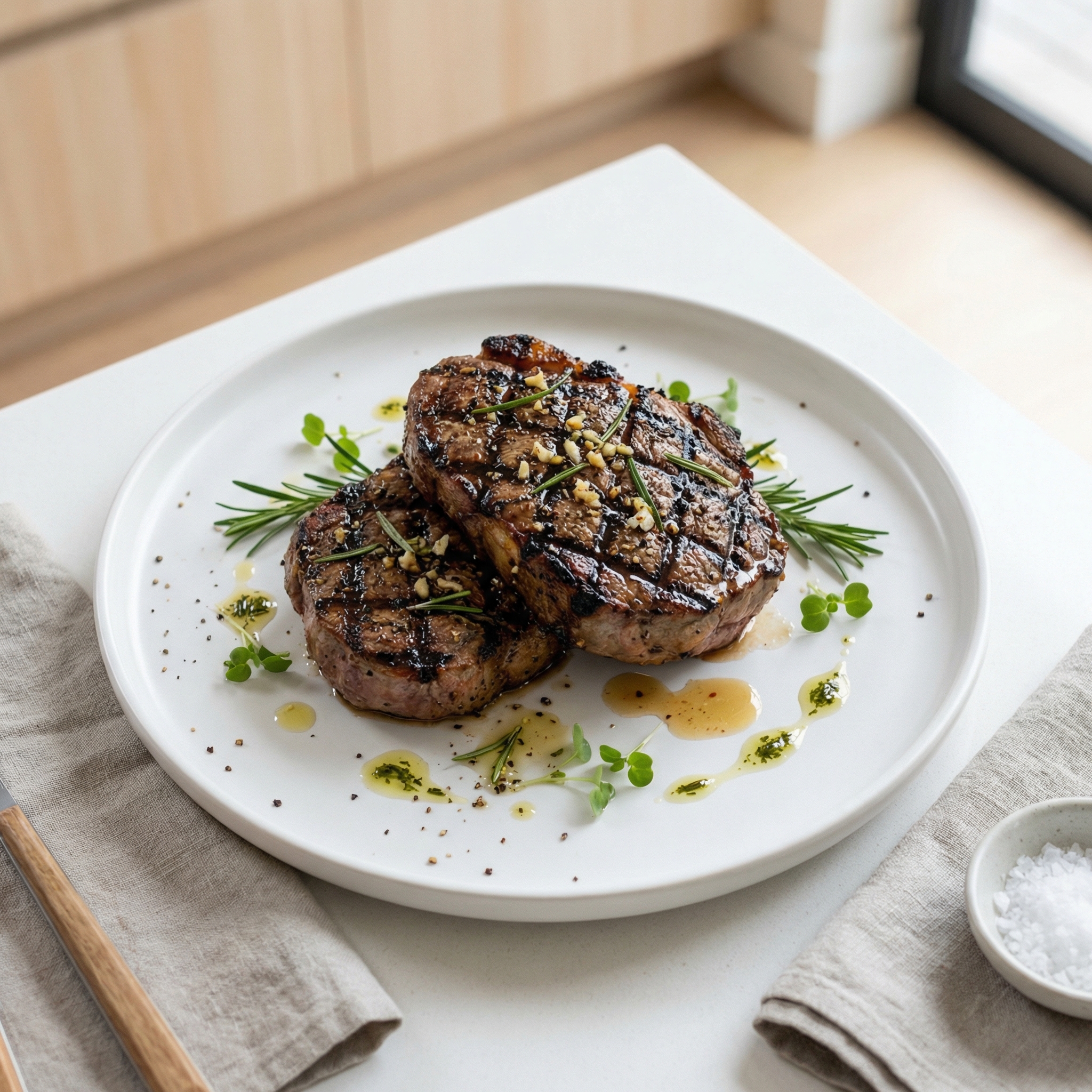 Char-Grilled Lamb Leg Steaks
