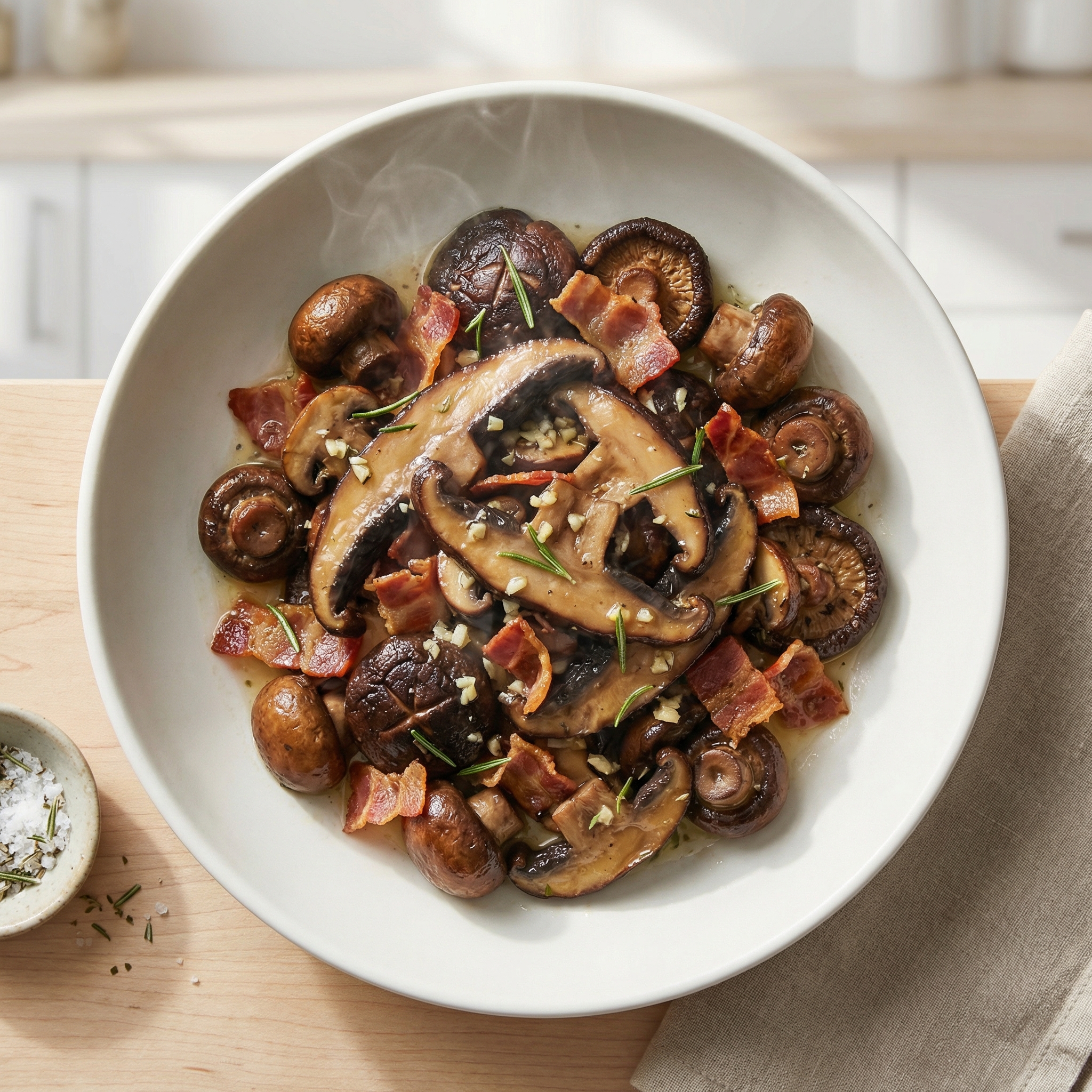 Rosemary-Garlic Sautéed Mushrooms with Bacon