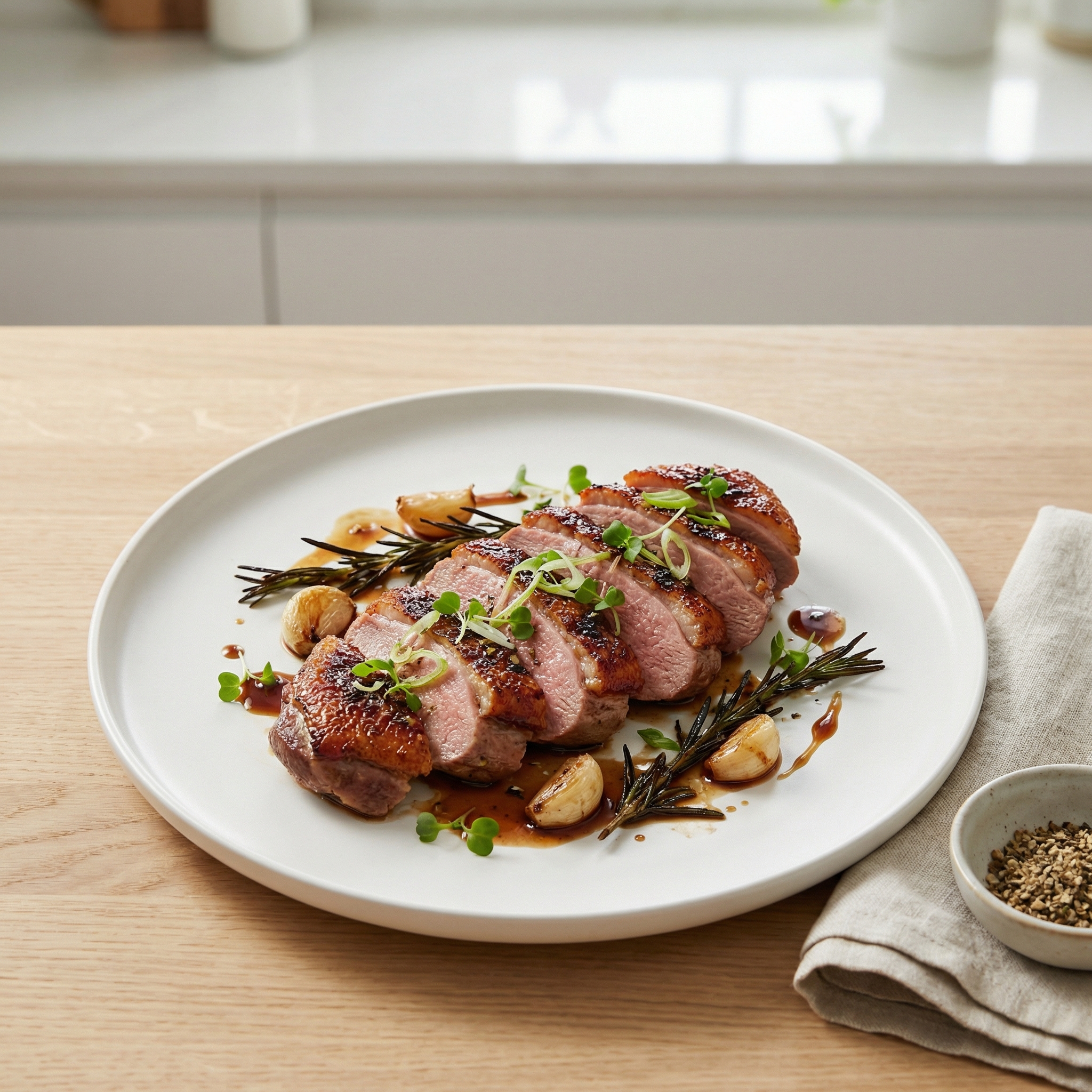 Garlic Rosemary Roasted Duck Breast