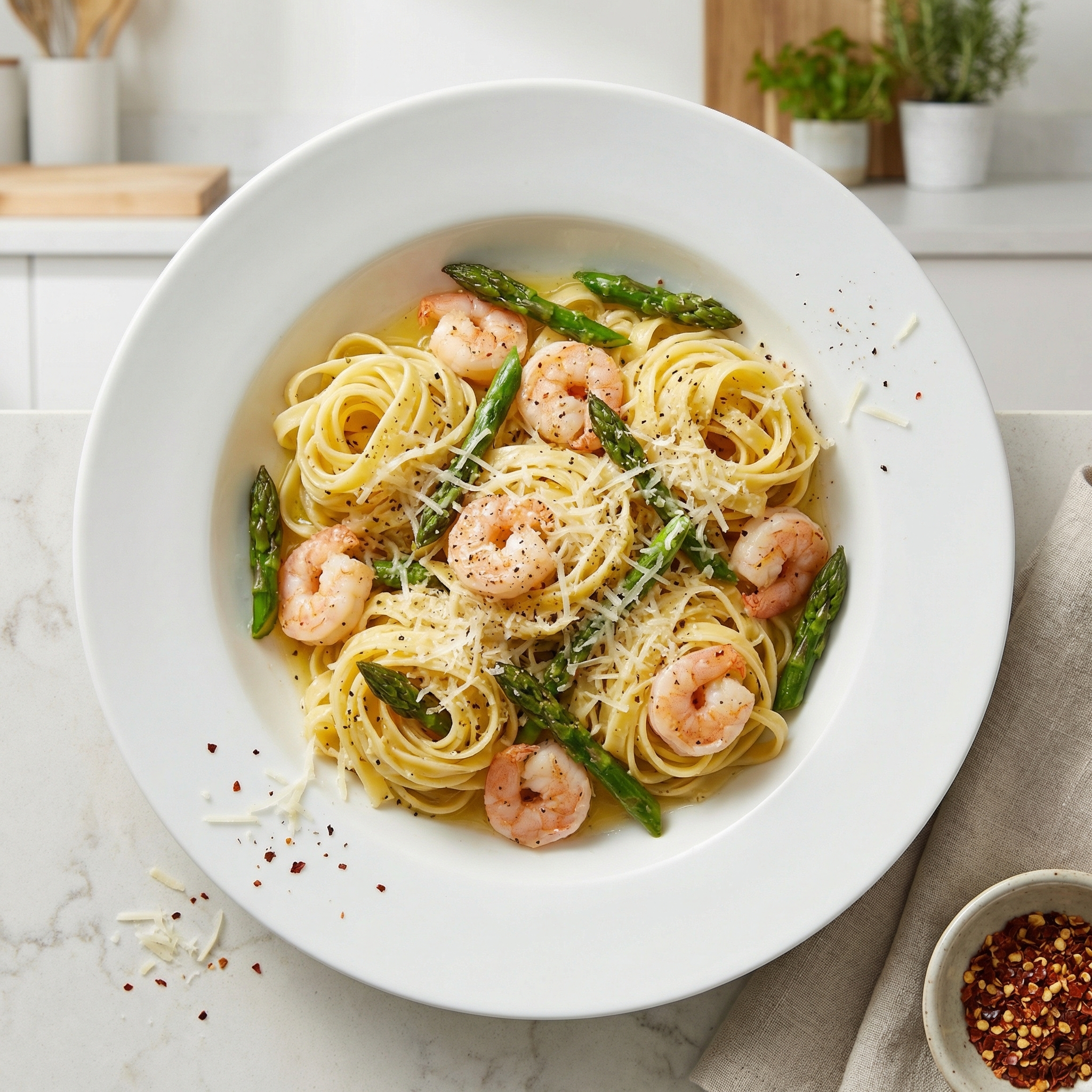 Fettuccine with Shrimp and Asparagus