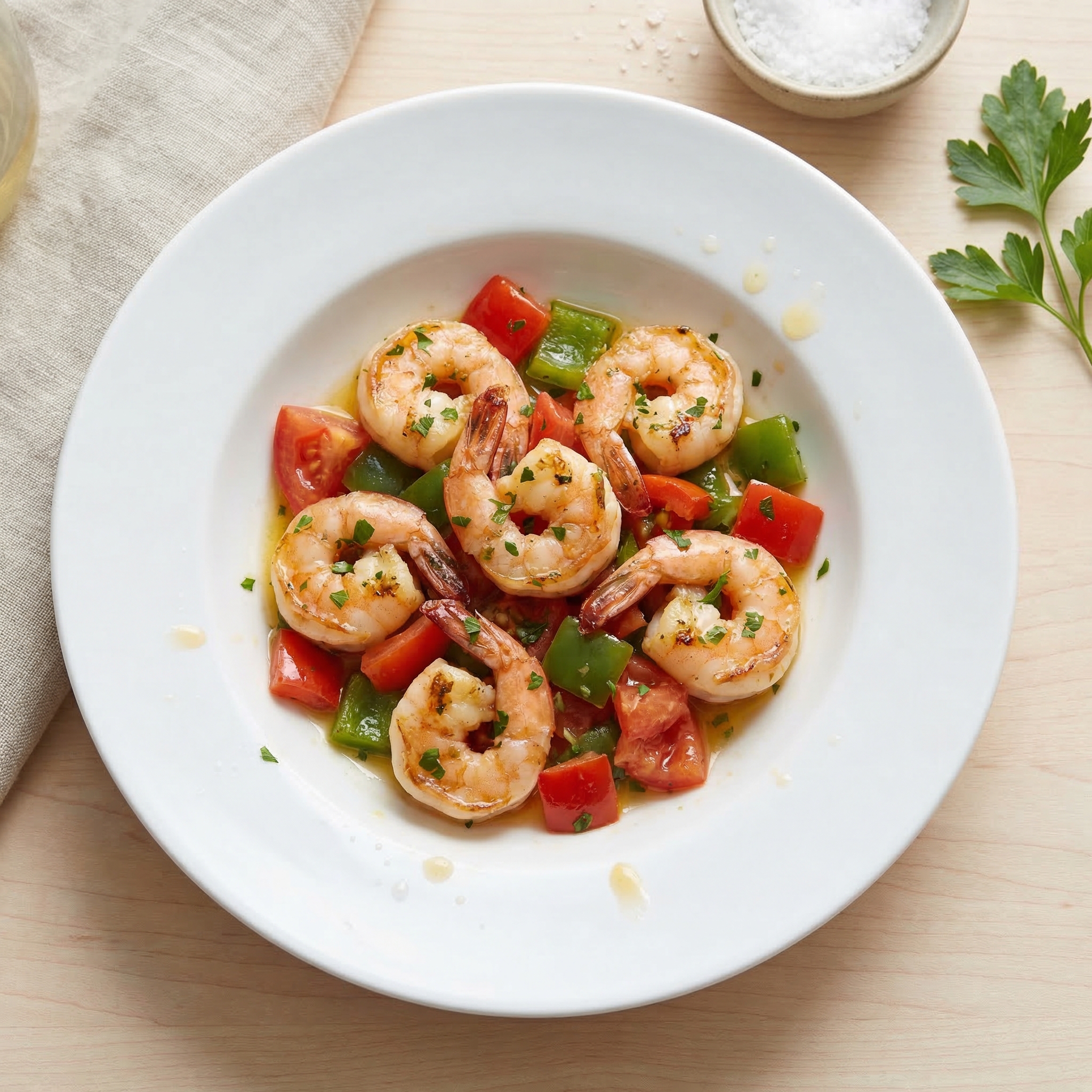 Garlic Shrimp with Peppers and Tomatoes
