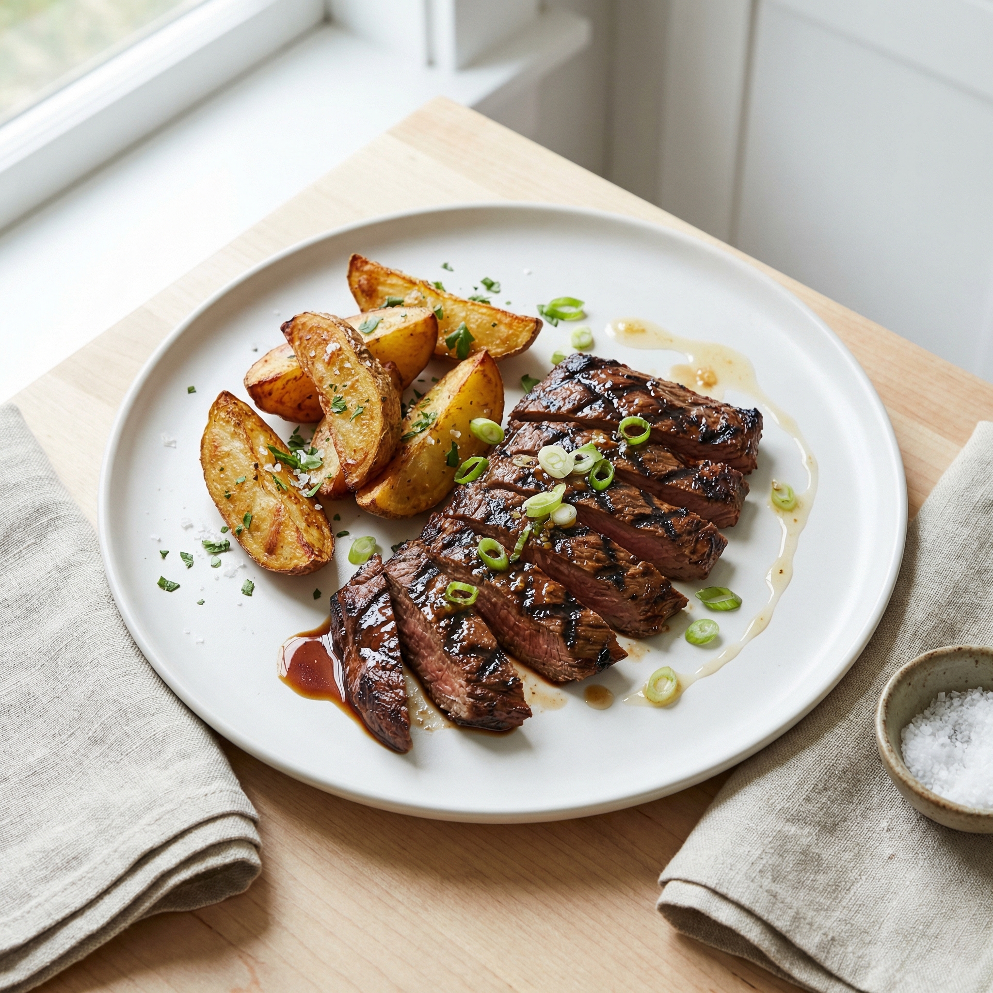 Grilled Skirt Steak with Roasted Potatoes