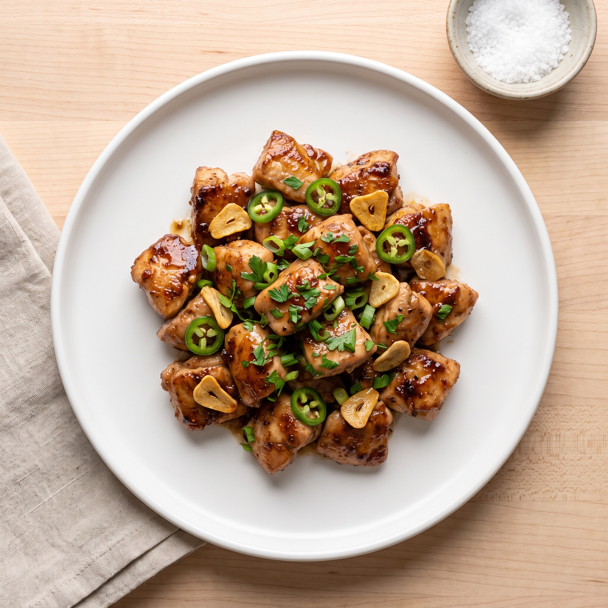 Garlicky Chicken Salpicao with Worcestershire and Maggi