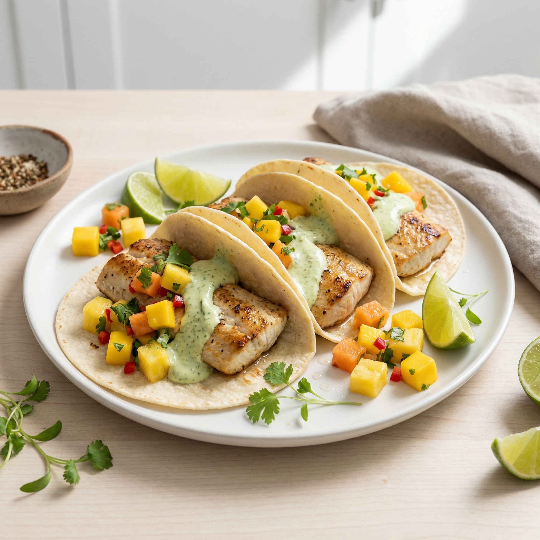 Soft Mahi Mahi Tacos with Ginger-Lime Dressing