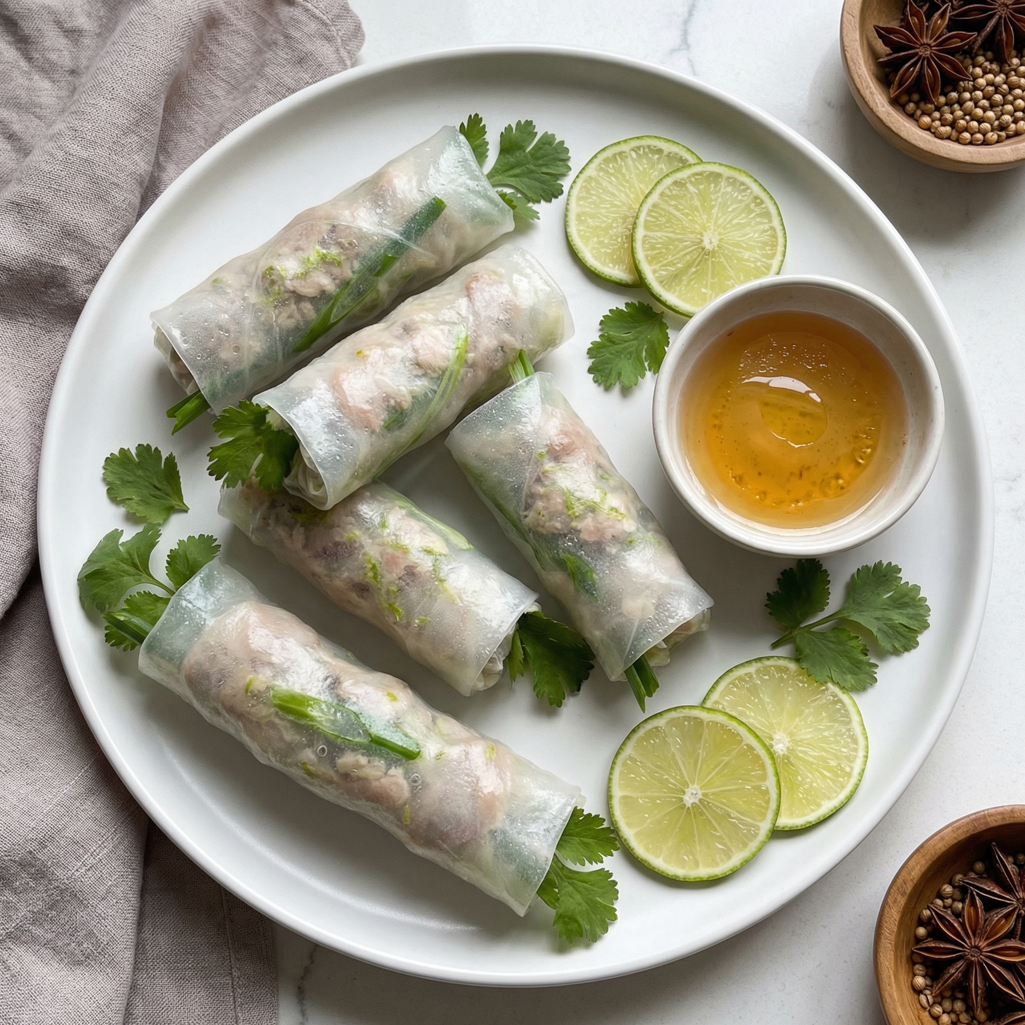 Ginger Lime Pork Spring Rolls