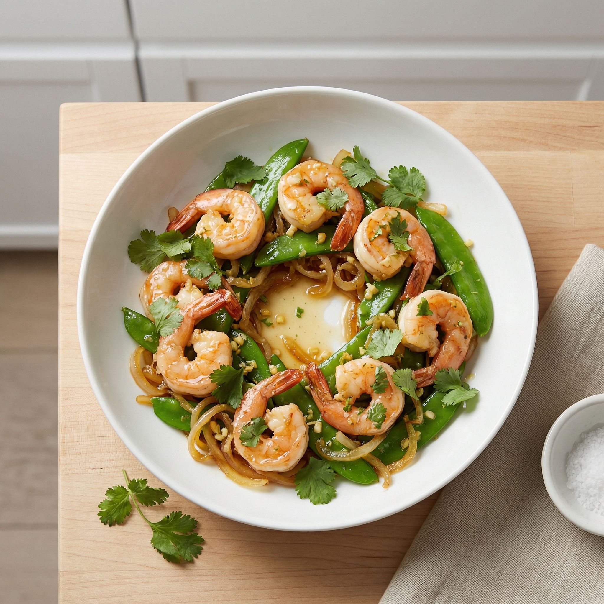 Shrimp with Ginger and Snow Peas