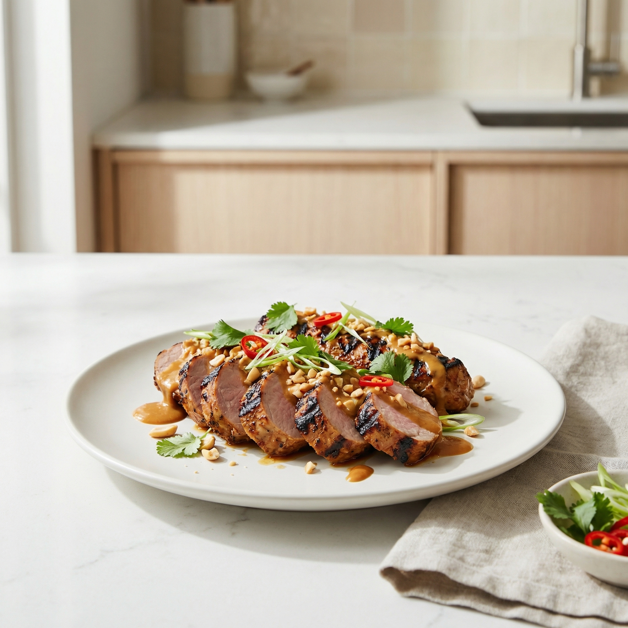 Grilled Ginger-Peanut Pork Tenderloin