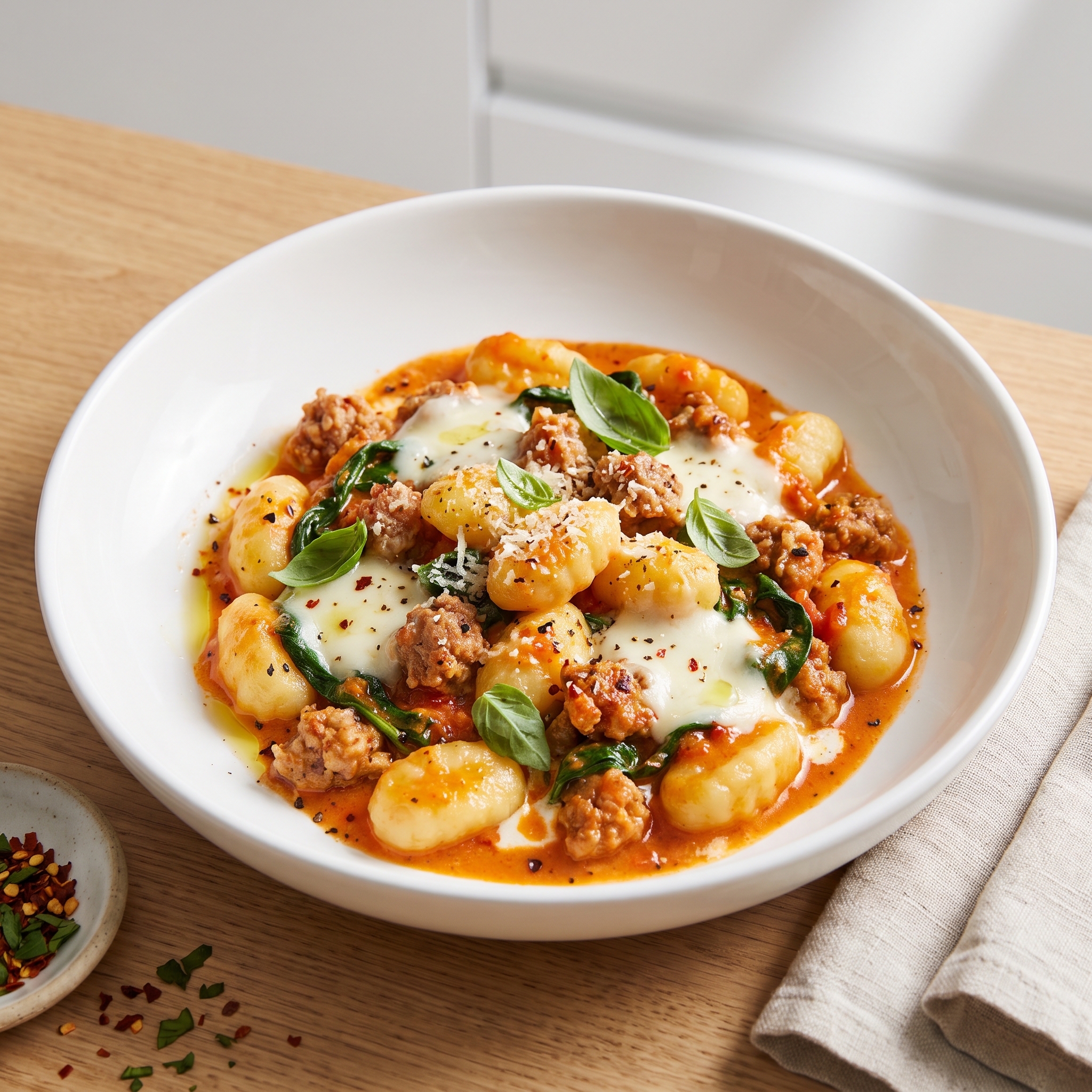 Gnocchi with Sausage in Vodka Sauce