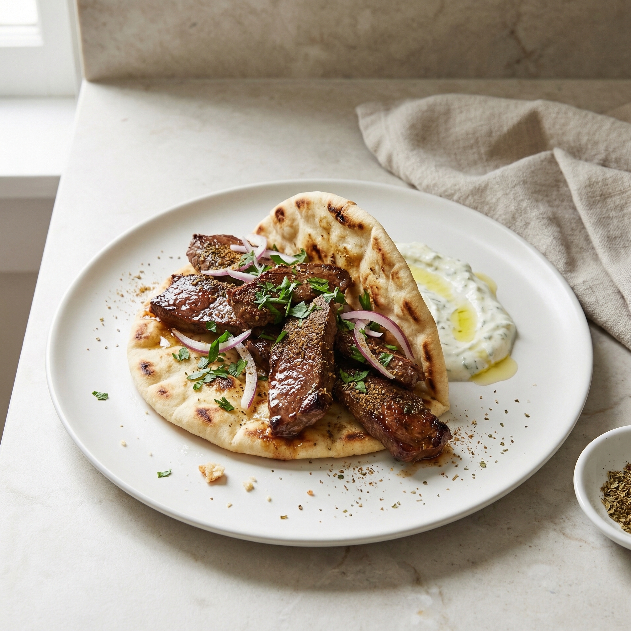 Greek-Style Venison Gyro Pitas