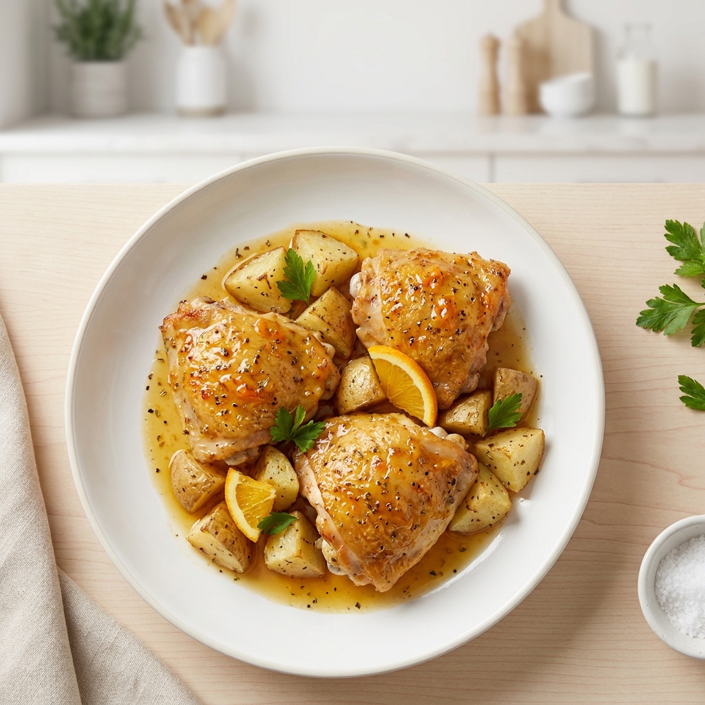 Greek Honey Mustard Roast Chicken and Potatoes