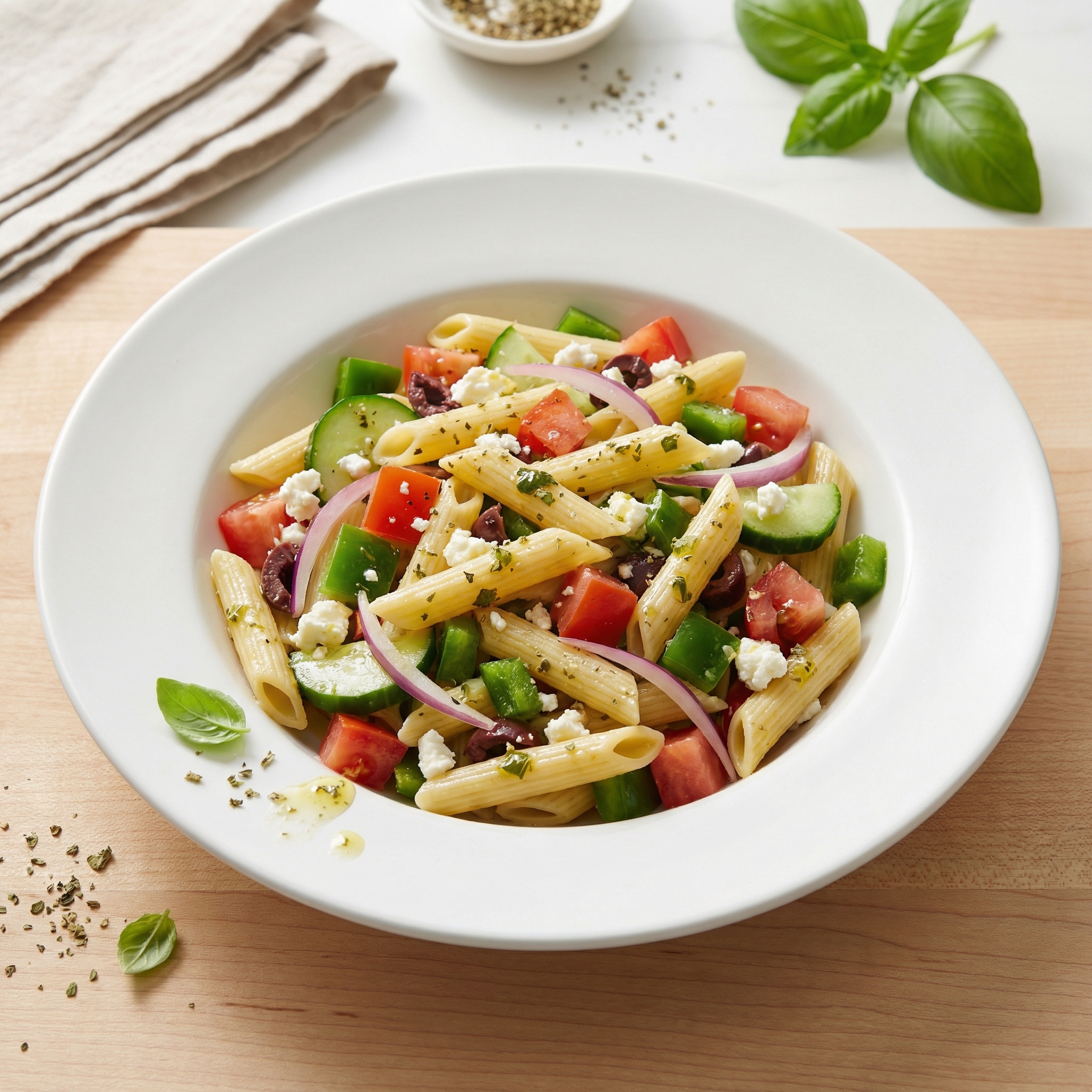 Greek-Style Vegetarian Penne Salad
