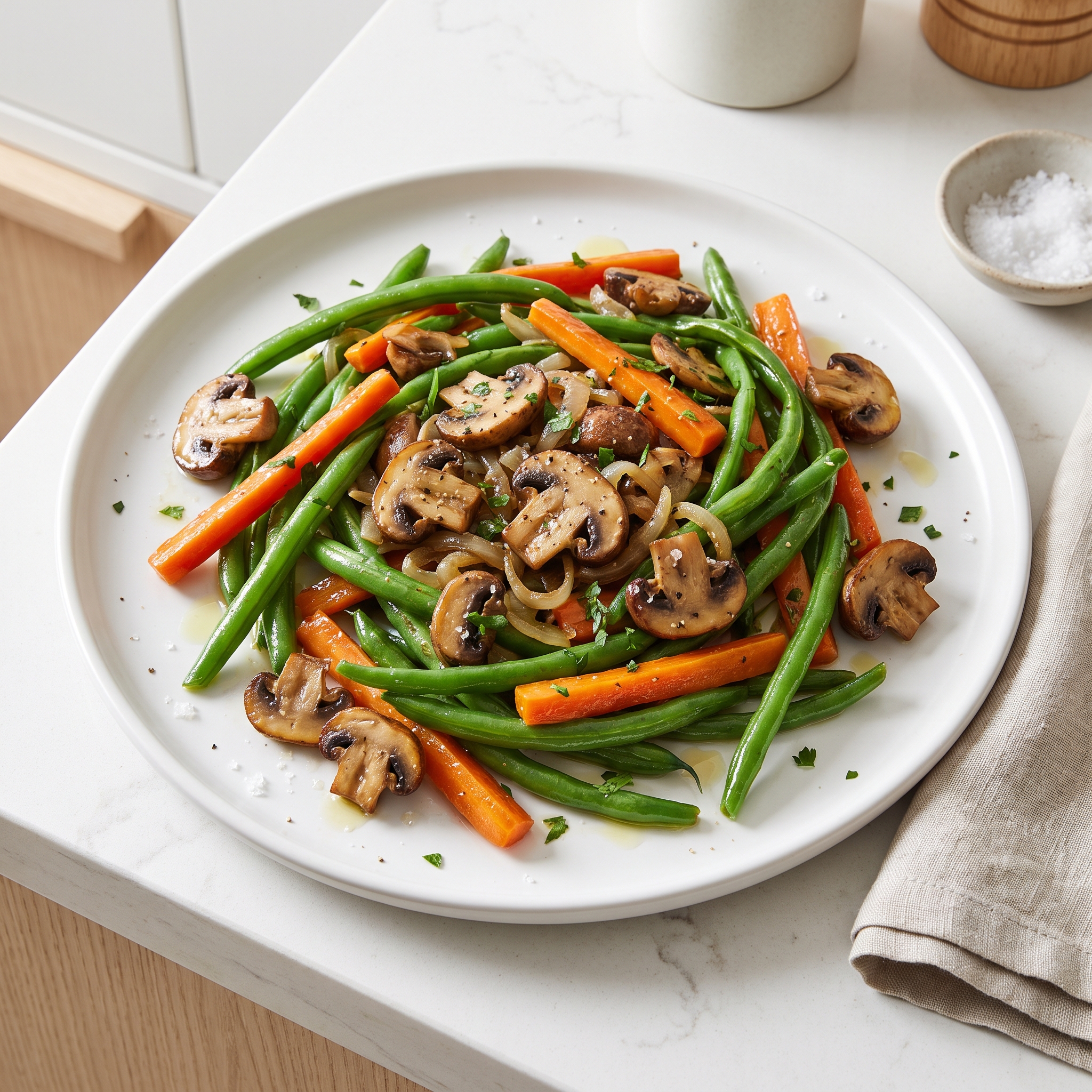 Green Beans with Mushrooms and Carrots