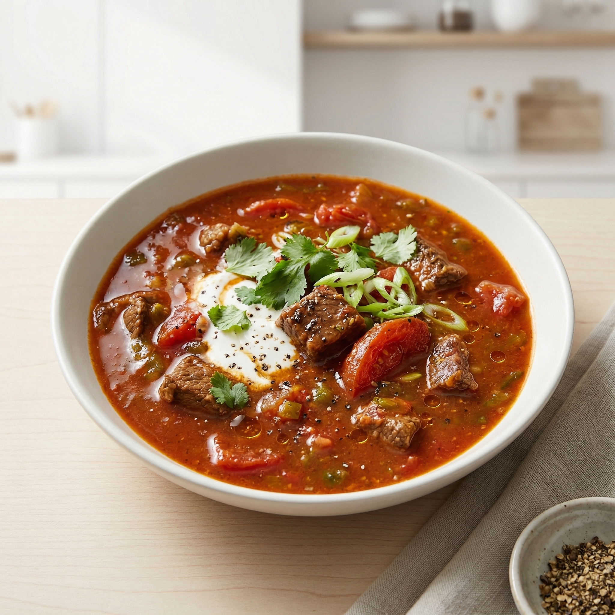 Beef, Green Chili, and Tomato Stew
