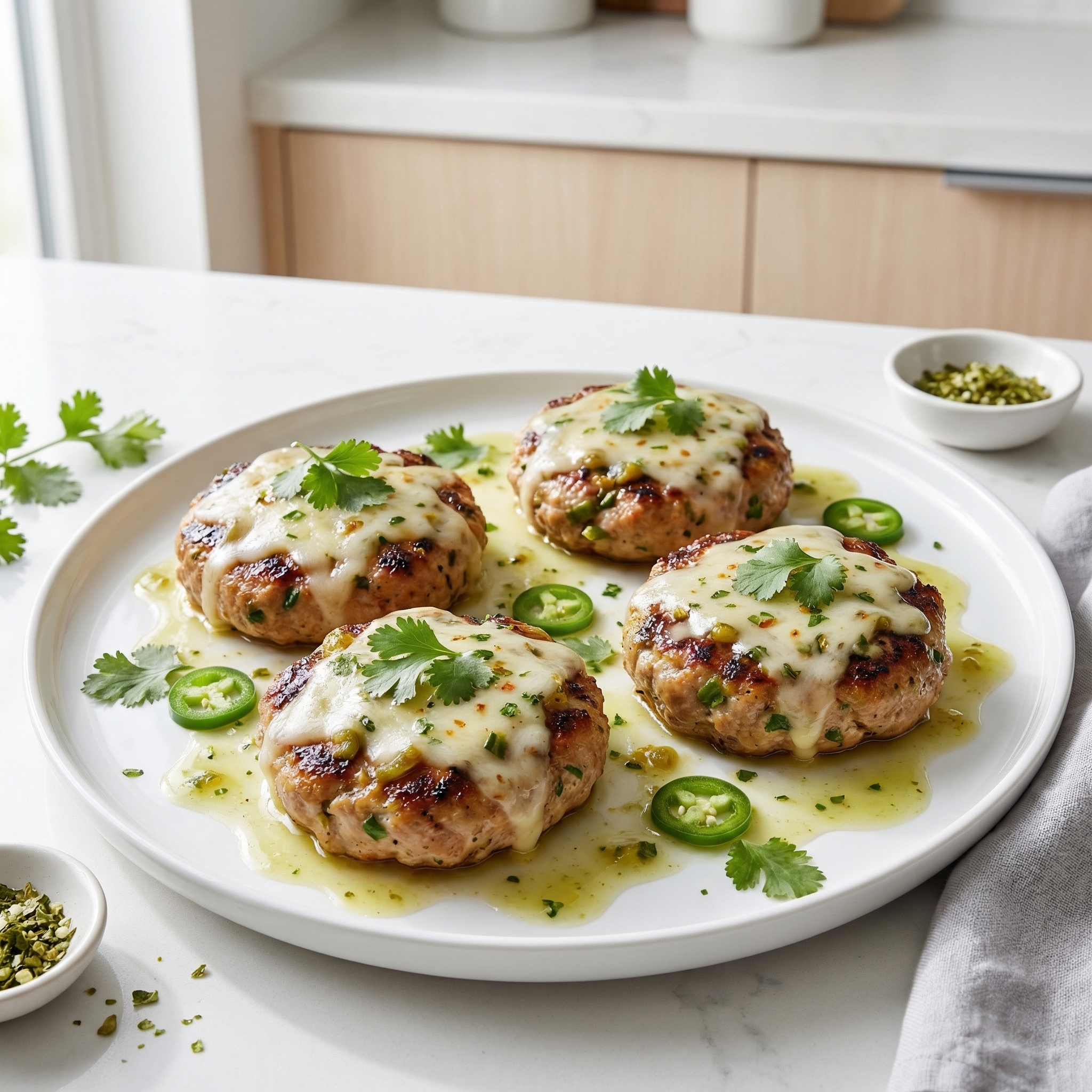 Char-Grilled Turkey Burgers with Green Chiles