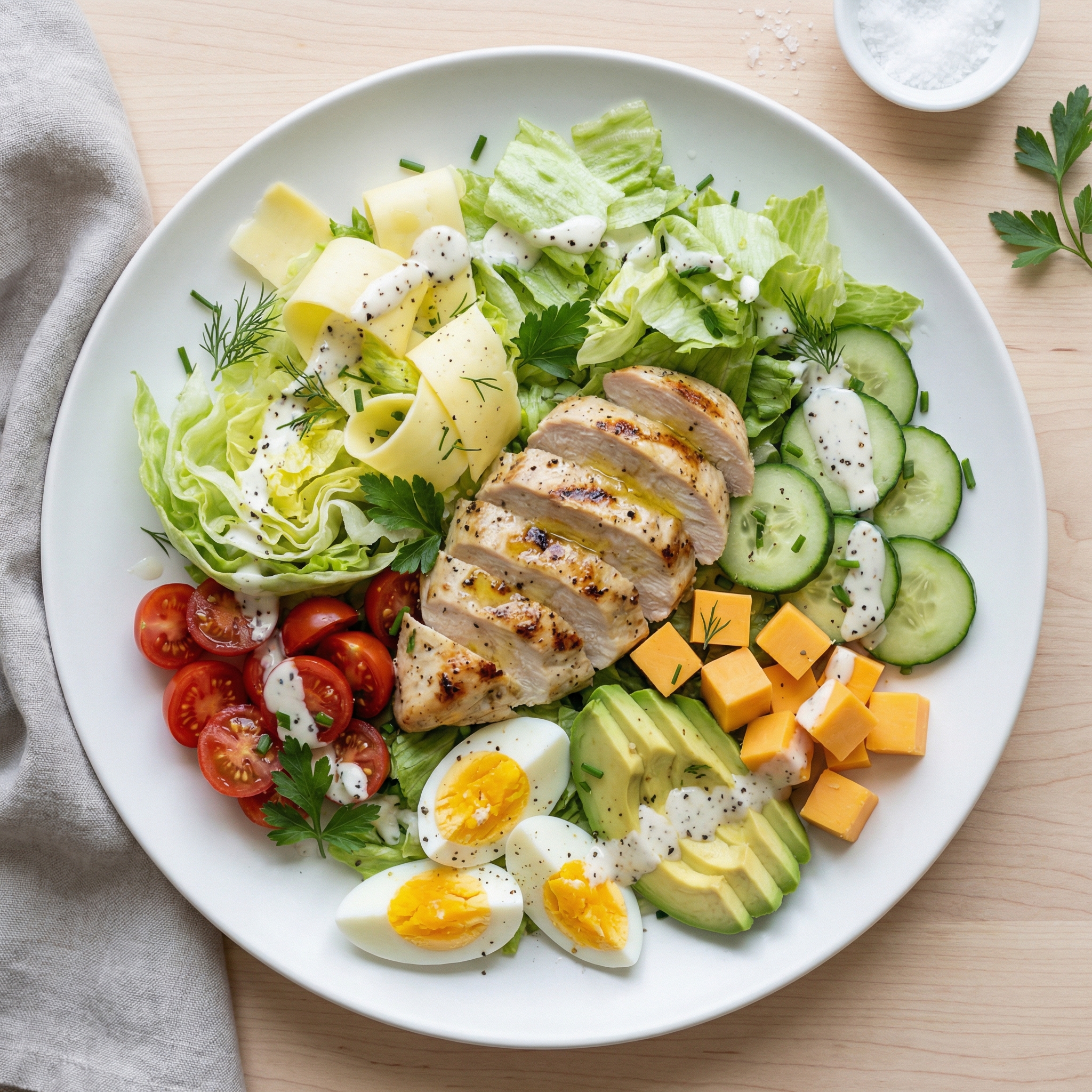 Grilled Chicken Chef Salad with Creamy Black Pepper Ranch
