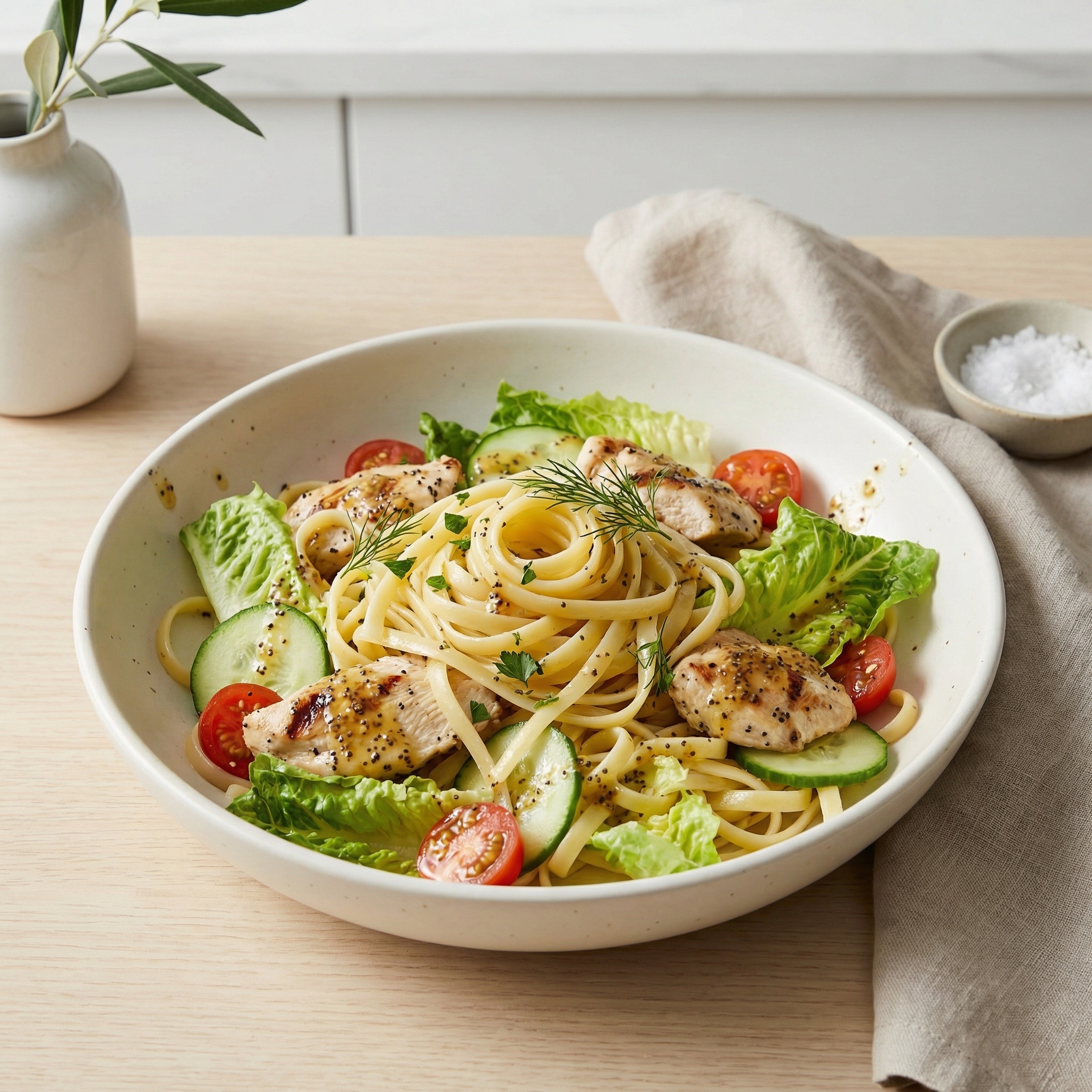 Poppy Seed Chicken Linguine Salad