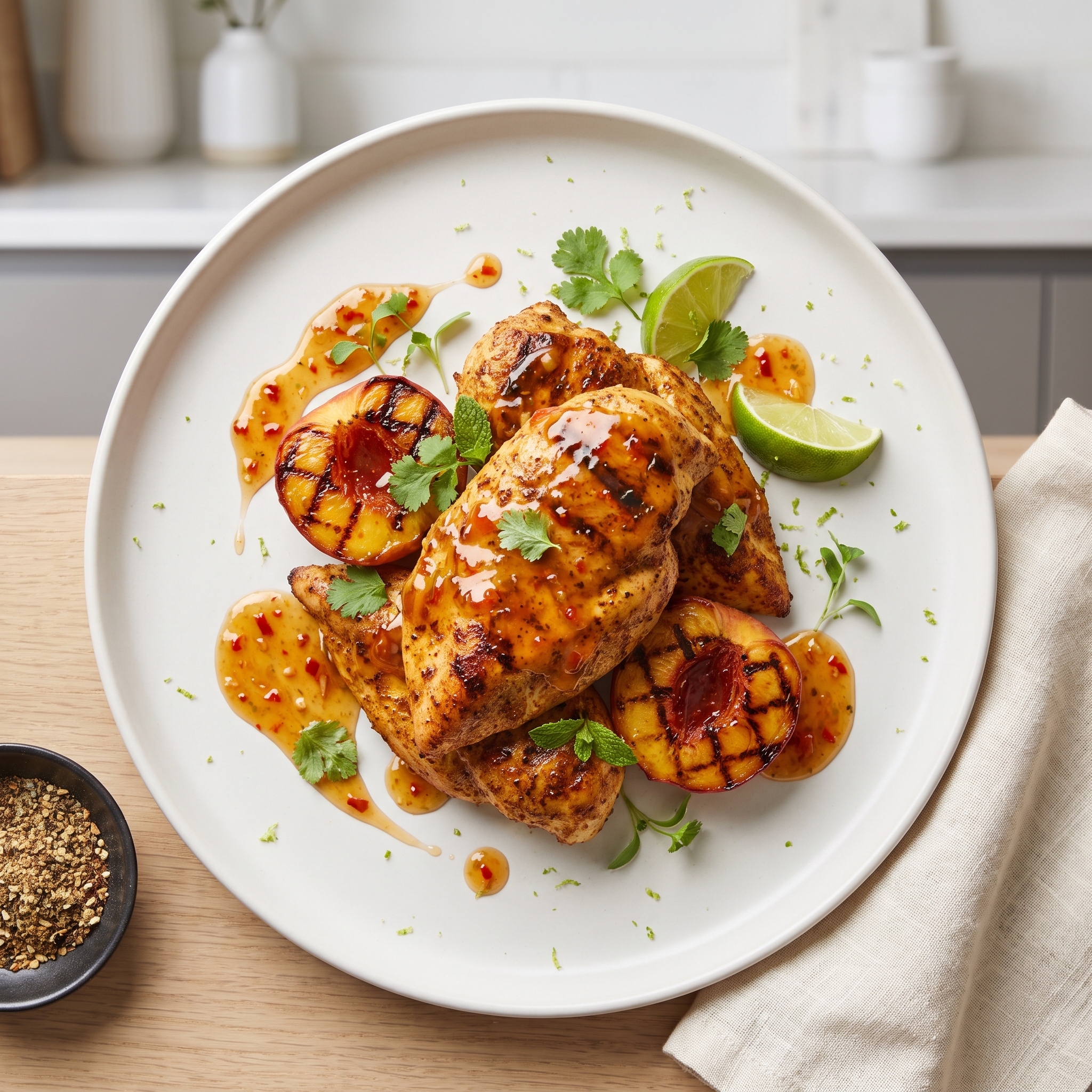 Grilled Chicken and Peaches