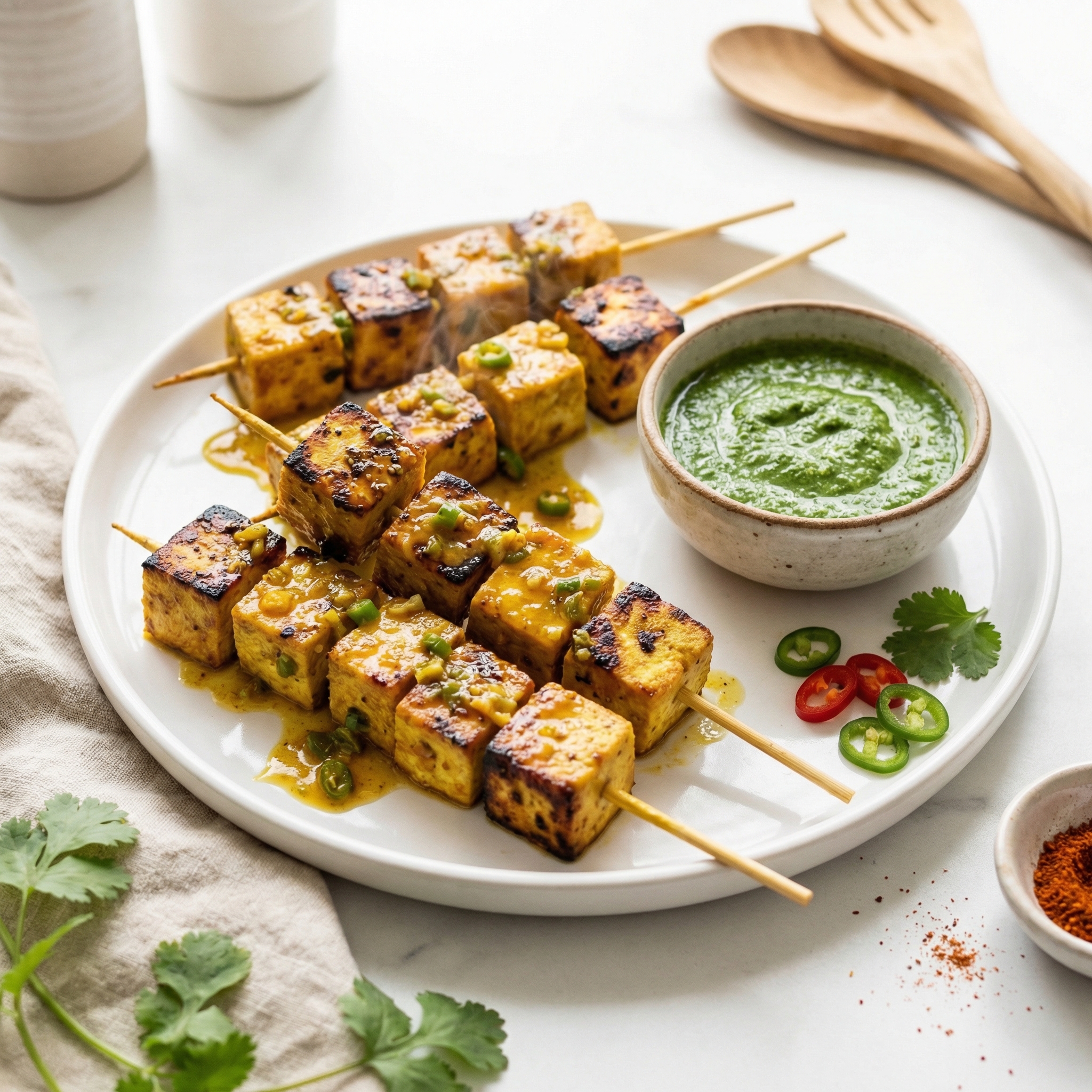Coconut Curry Tofu Skewers on the Grill