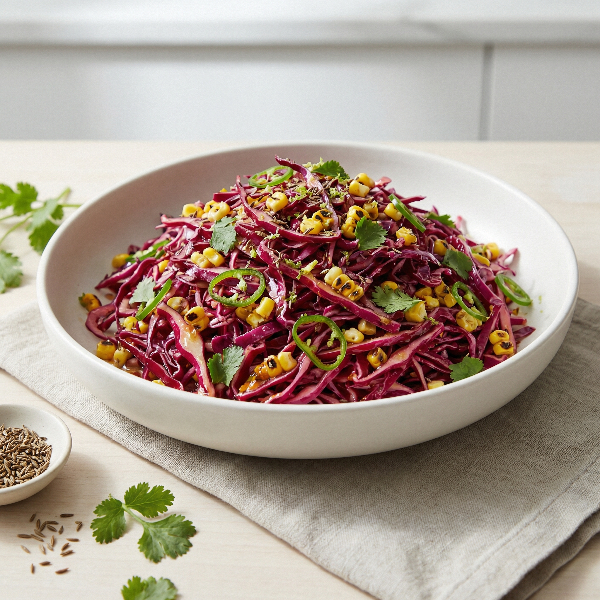 Grilled Corn and Red Cabbage Slaw