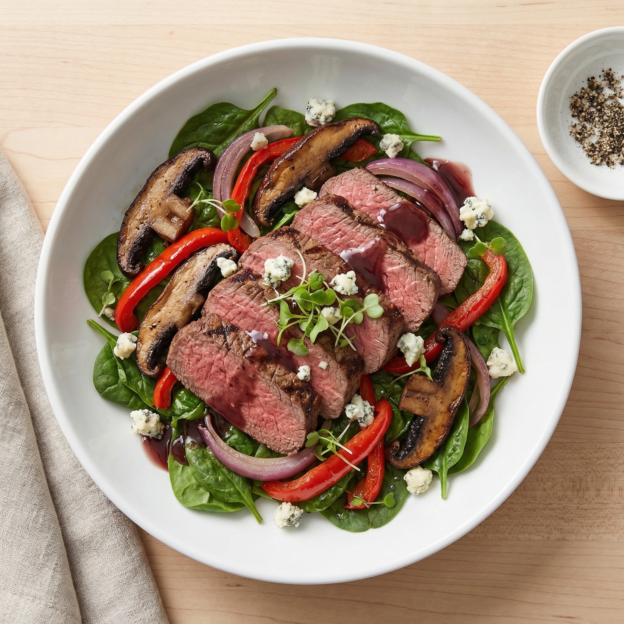 Spinach Salad with Flat Iron Steak
