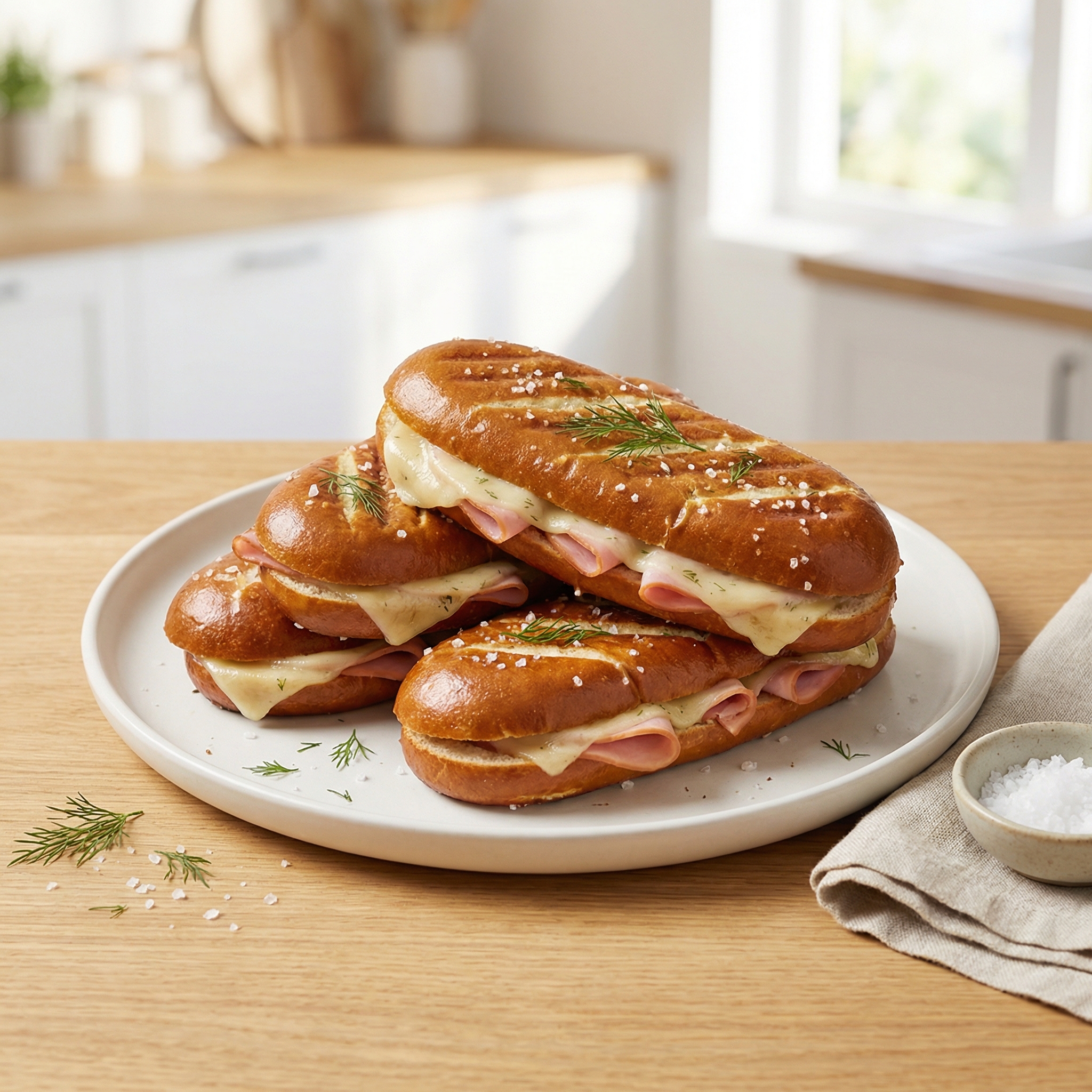 Ham & Dill Havarti Pretzel Pressed Sandwiches