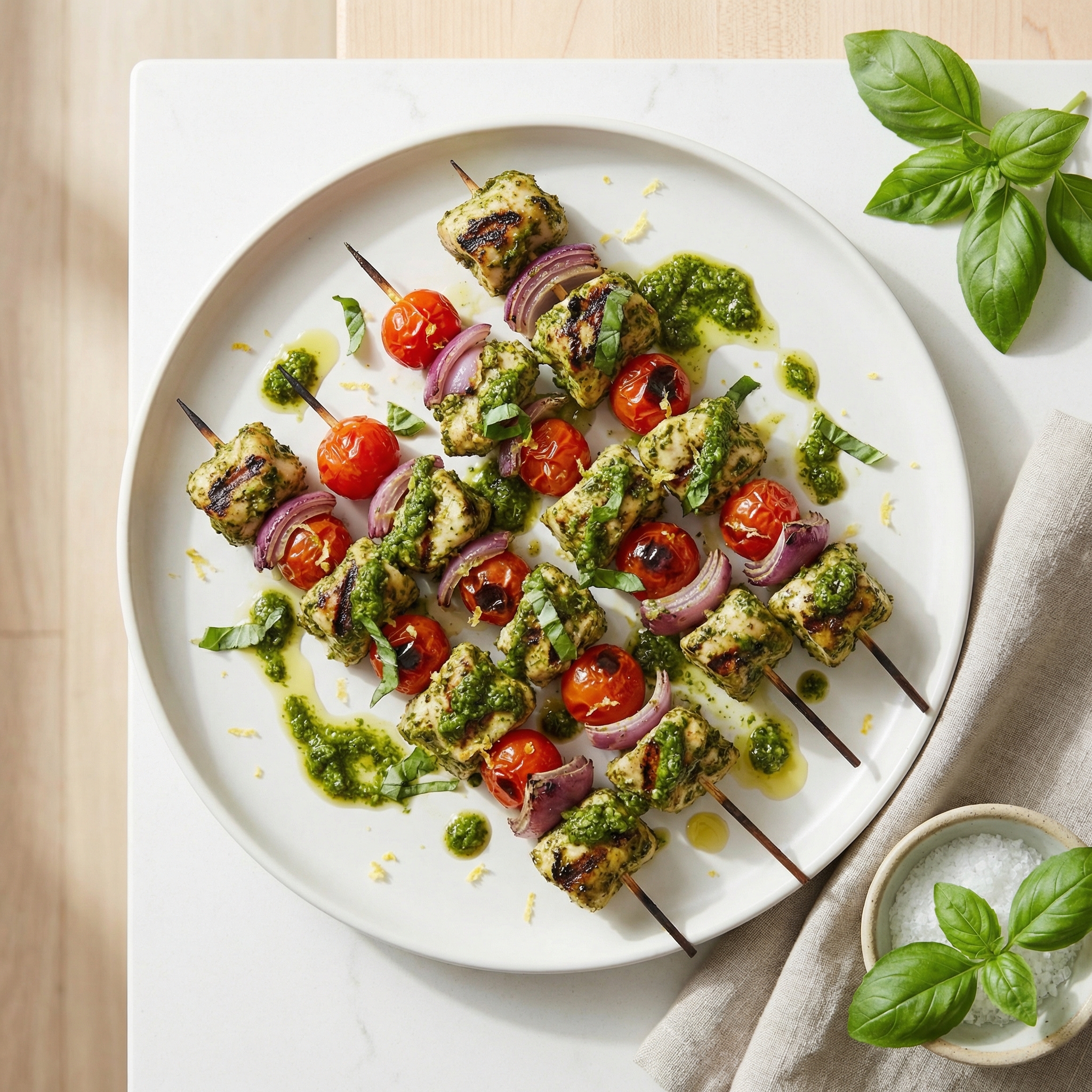 Grilled Chicken Pesto Skewers