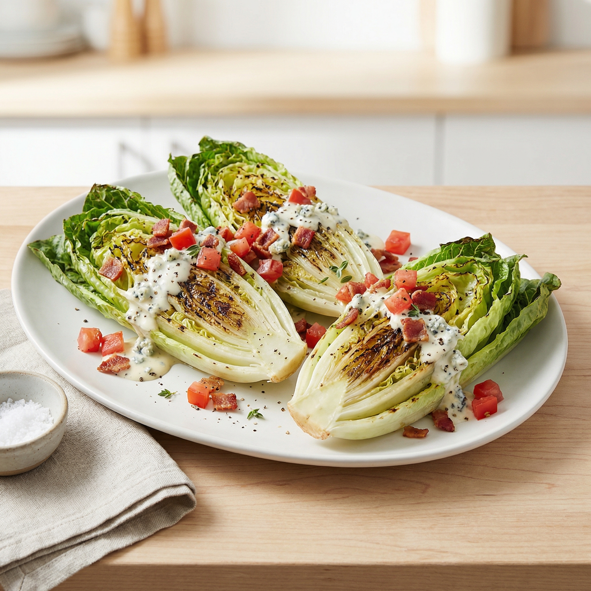 Charred Romaine Hearts with Blue Cheese