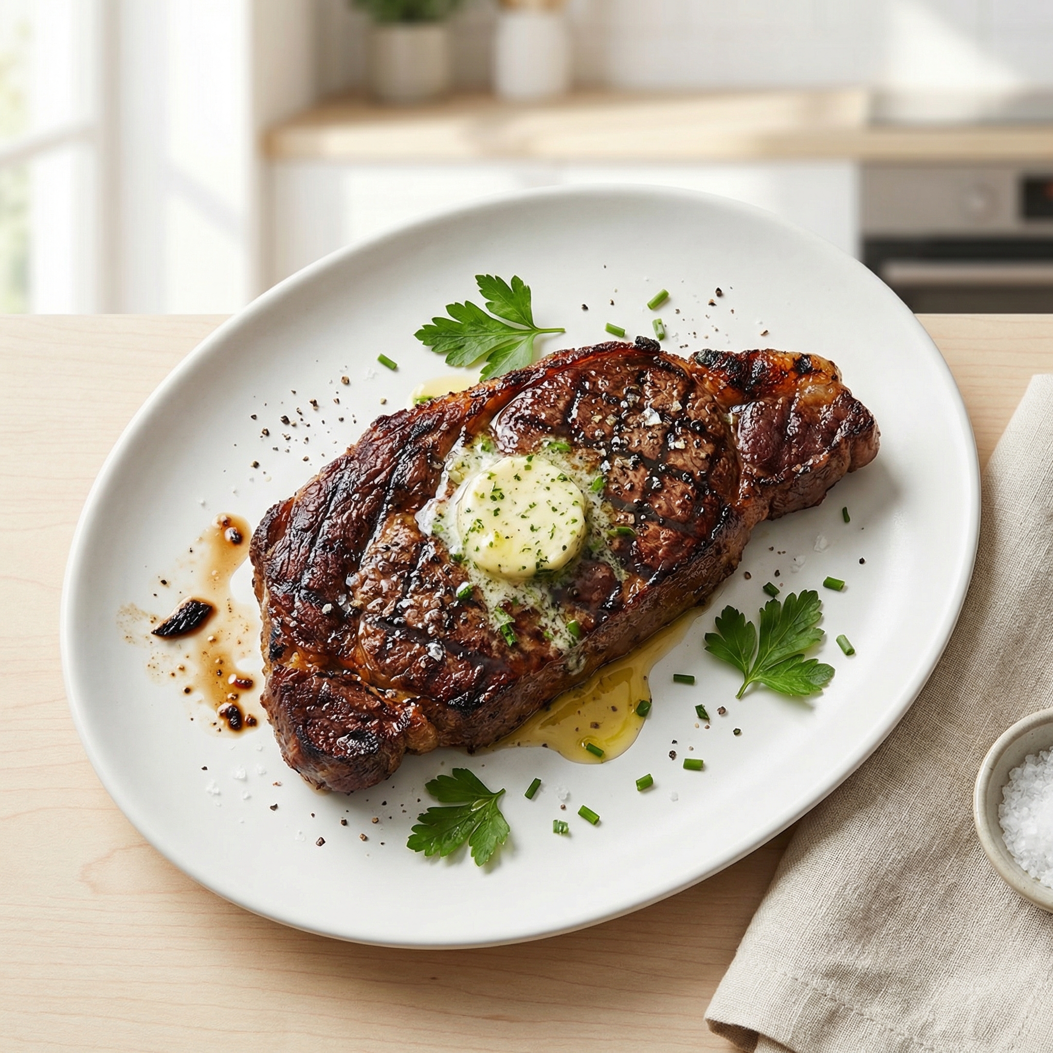 Garlic-Butter Sirloin Steaks