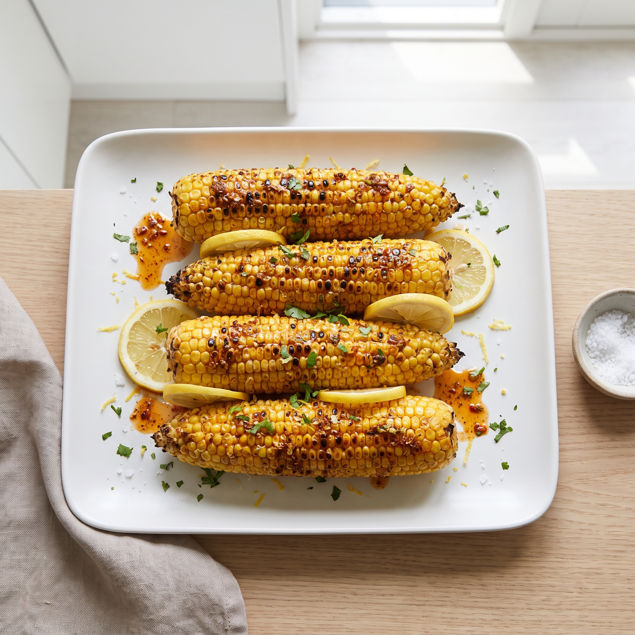 Grilled Spiced Corn on the Cob with Lemon