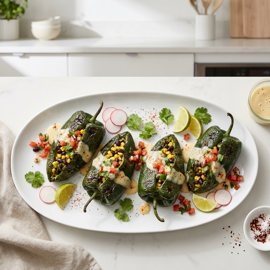 Grilled Stuffed Poblanos
