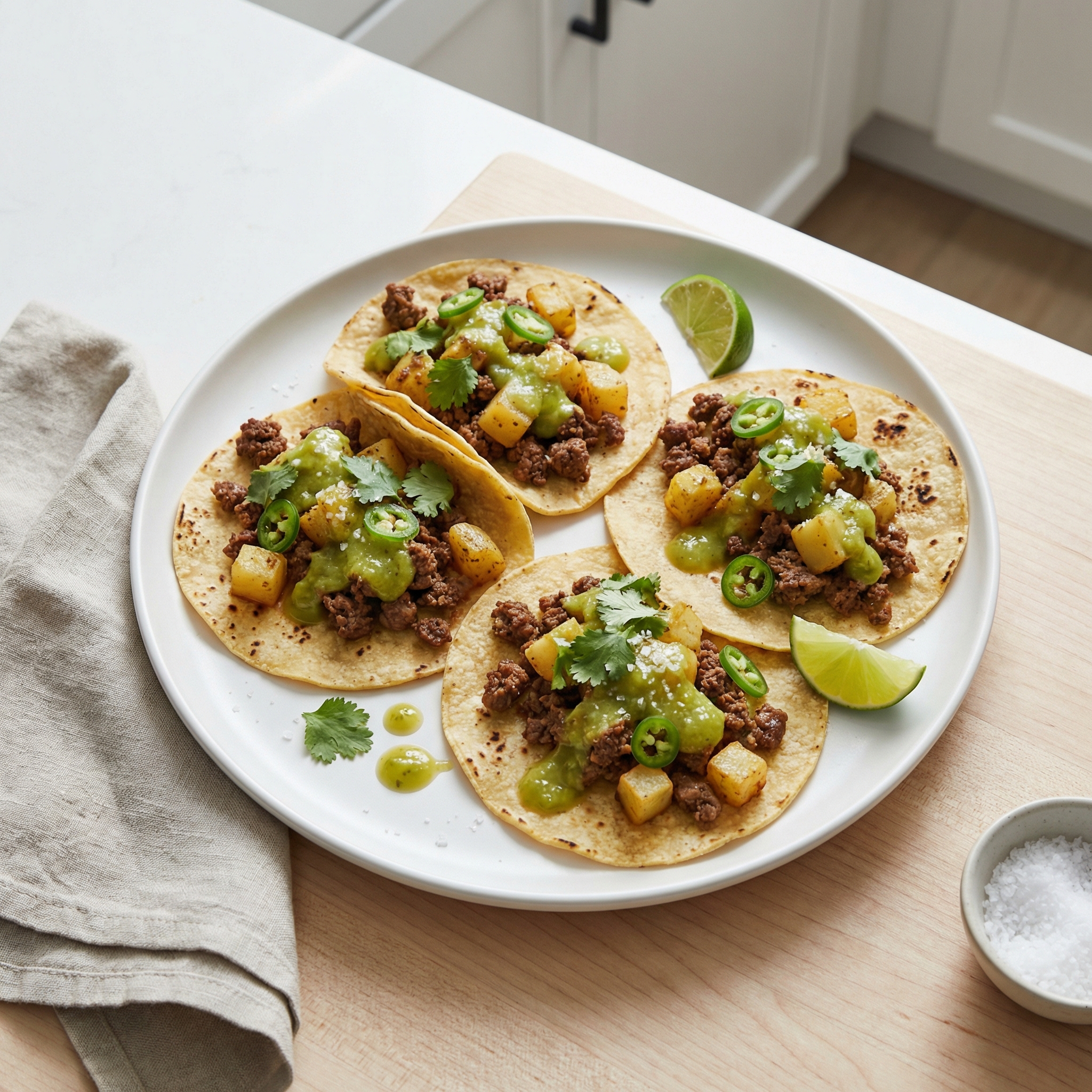 Guatemalan-Style Beef and Potato Tacos