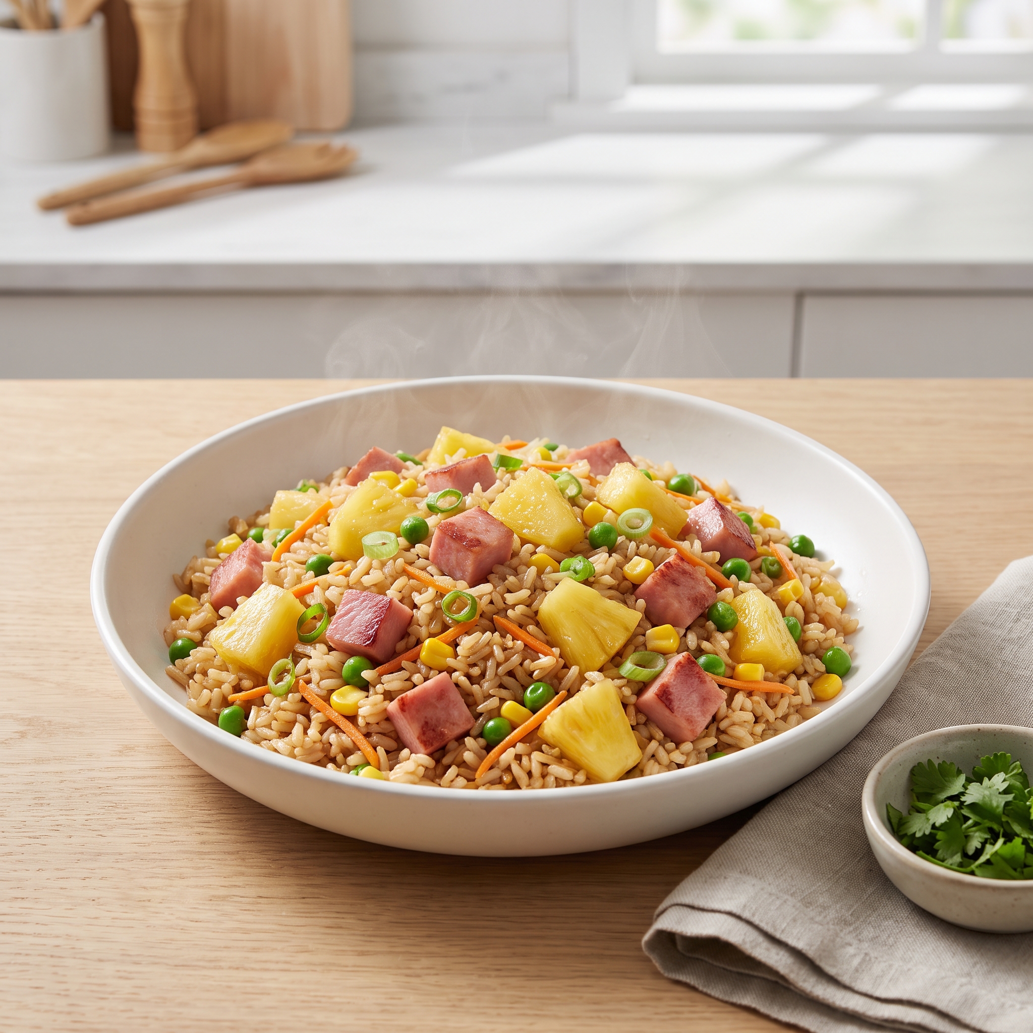 Ham and Pineapple Brown Rice Stir-Fry