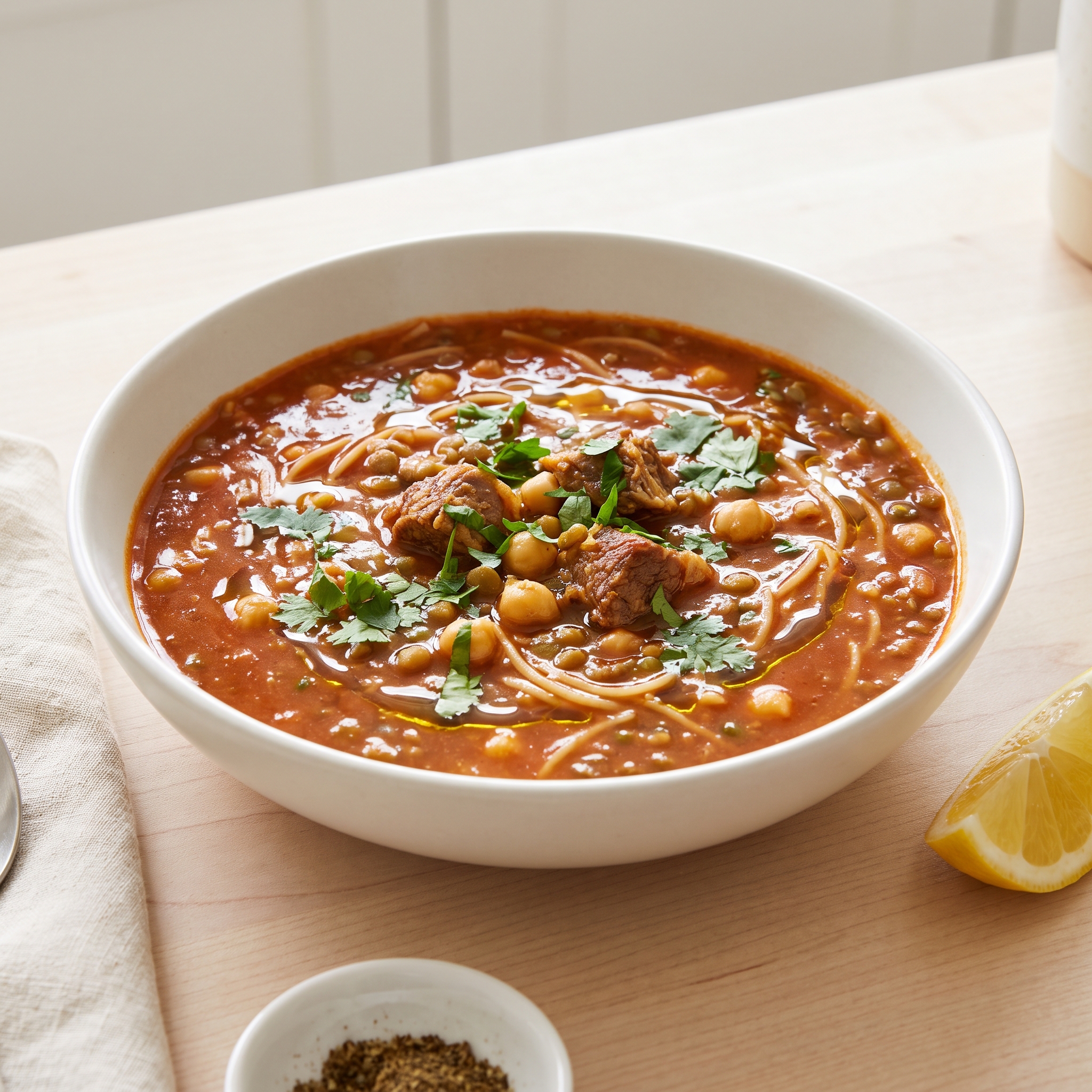 Harira-Style Moroccan Lamb and Lentil Soup