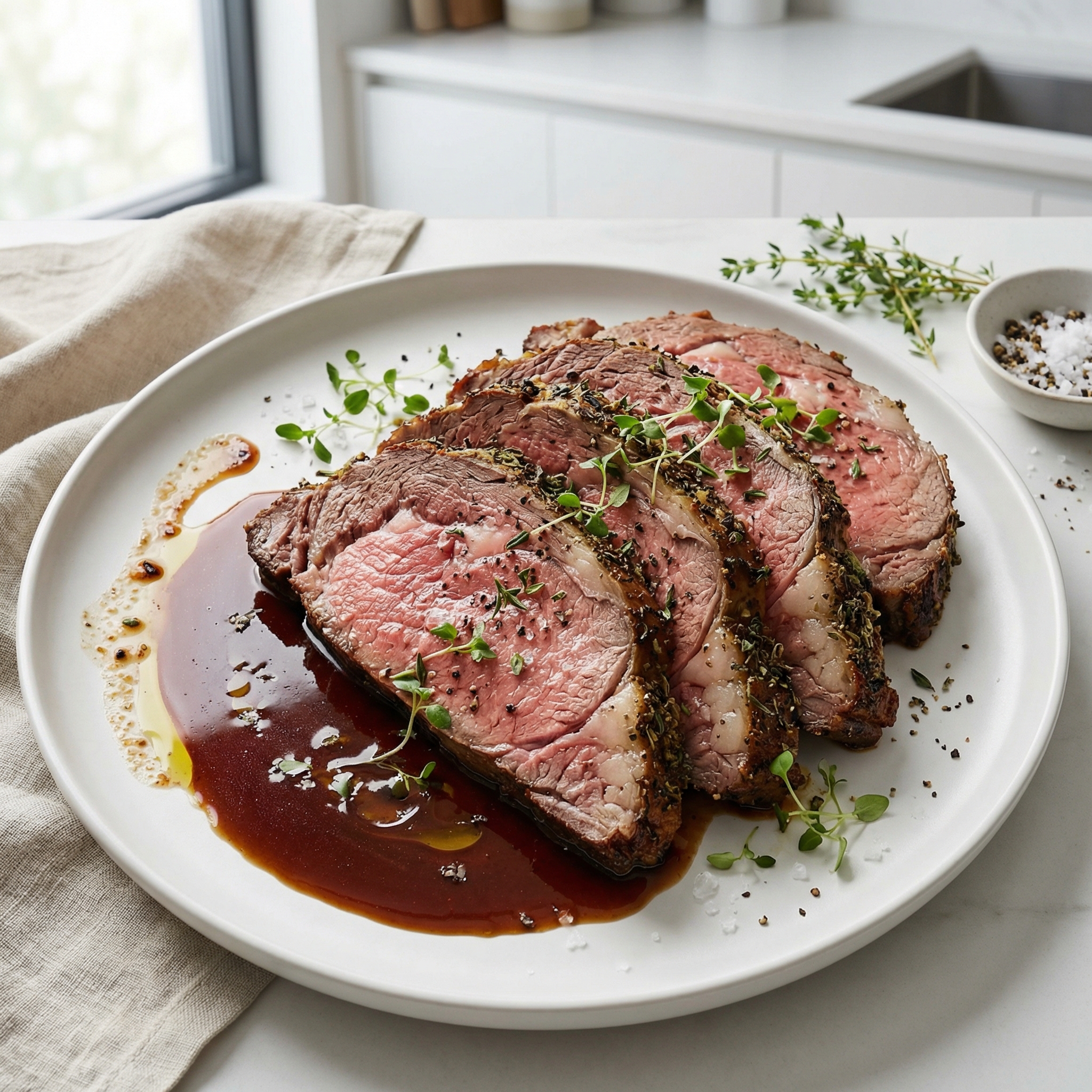 Herb-Crusted Prime Rib with Classic Au Jus