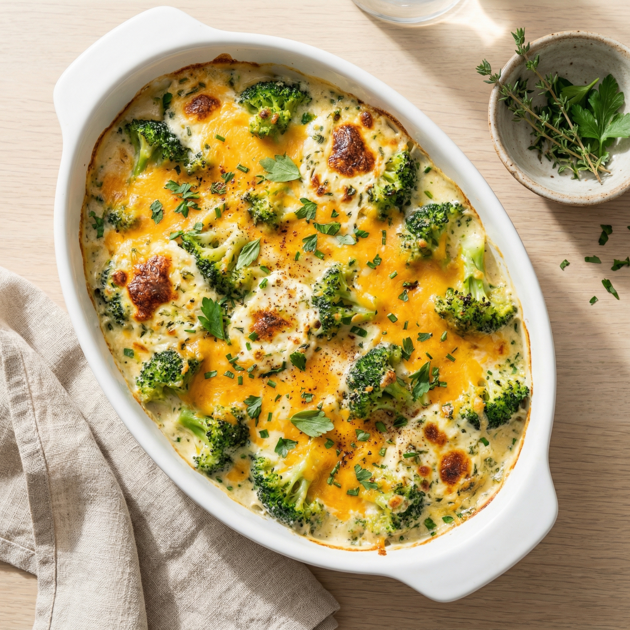 Broccoli Gratin with Herbed Cream Cheese