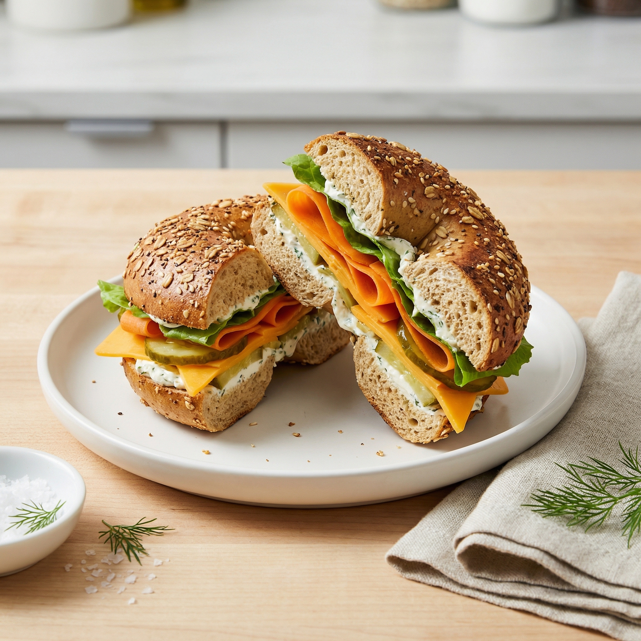 School Lunch Bagel Sandwich