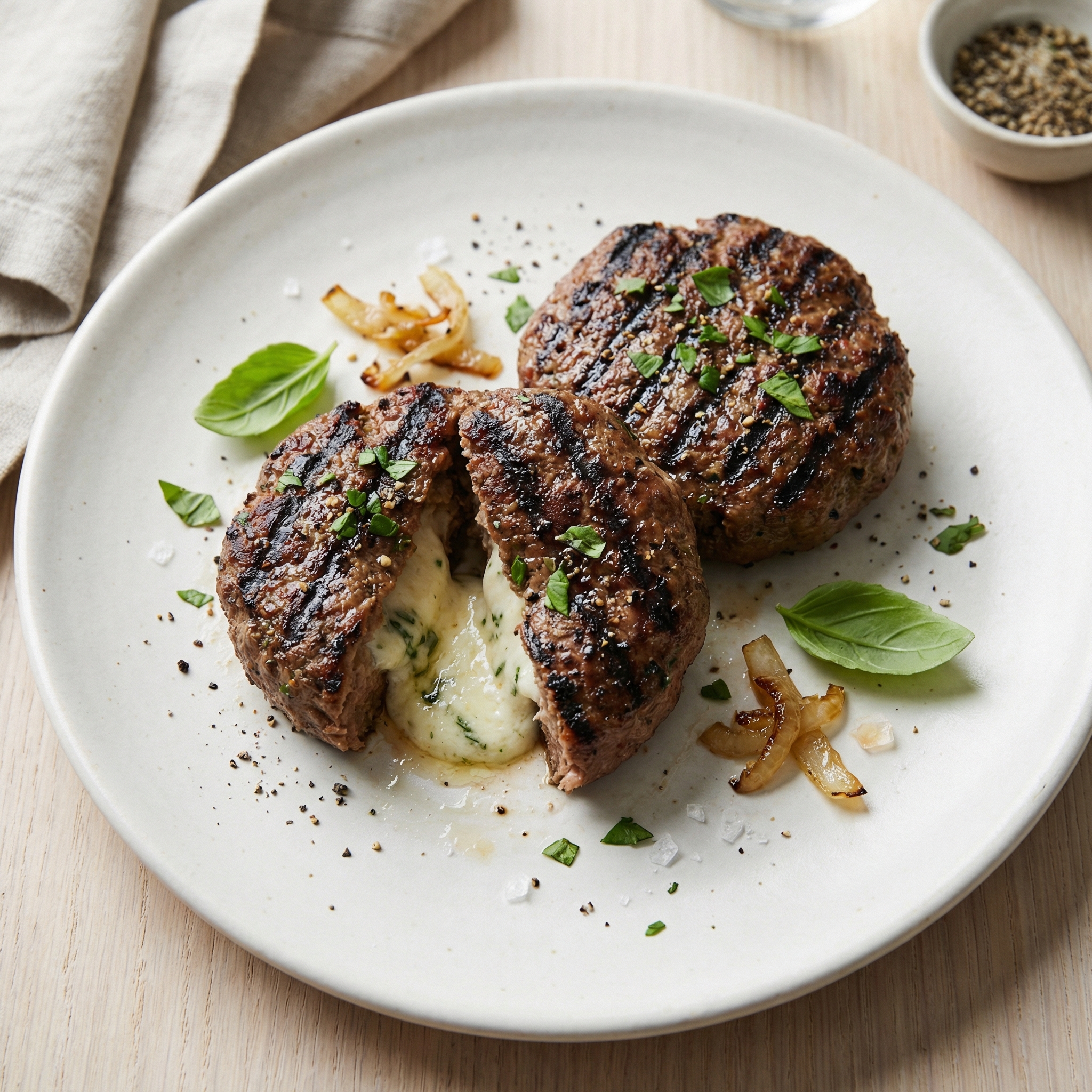 Lamb Burgers Filled with Tangy Goat Cheese