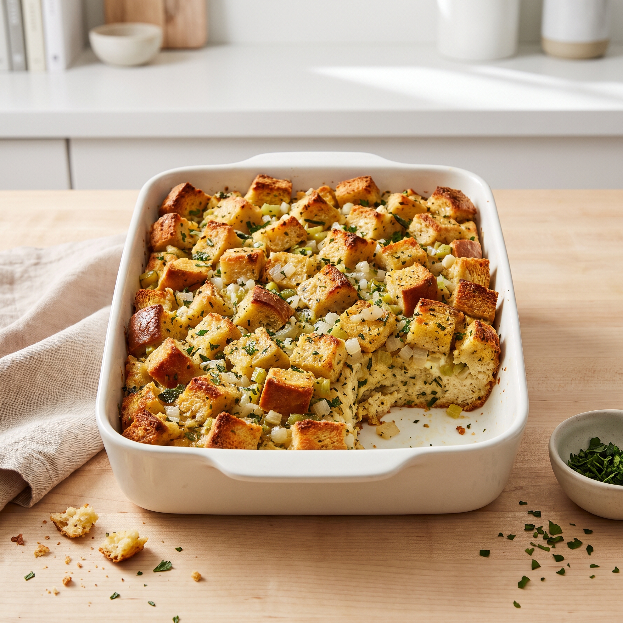 Herbed Thanksgiving Bread Dressing with Parsley, Sage & Thyme